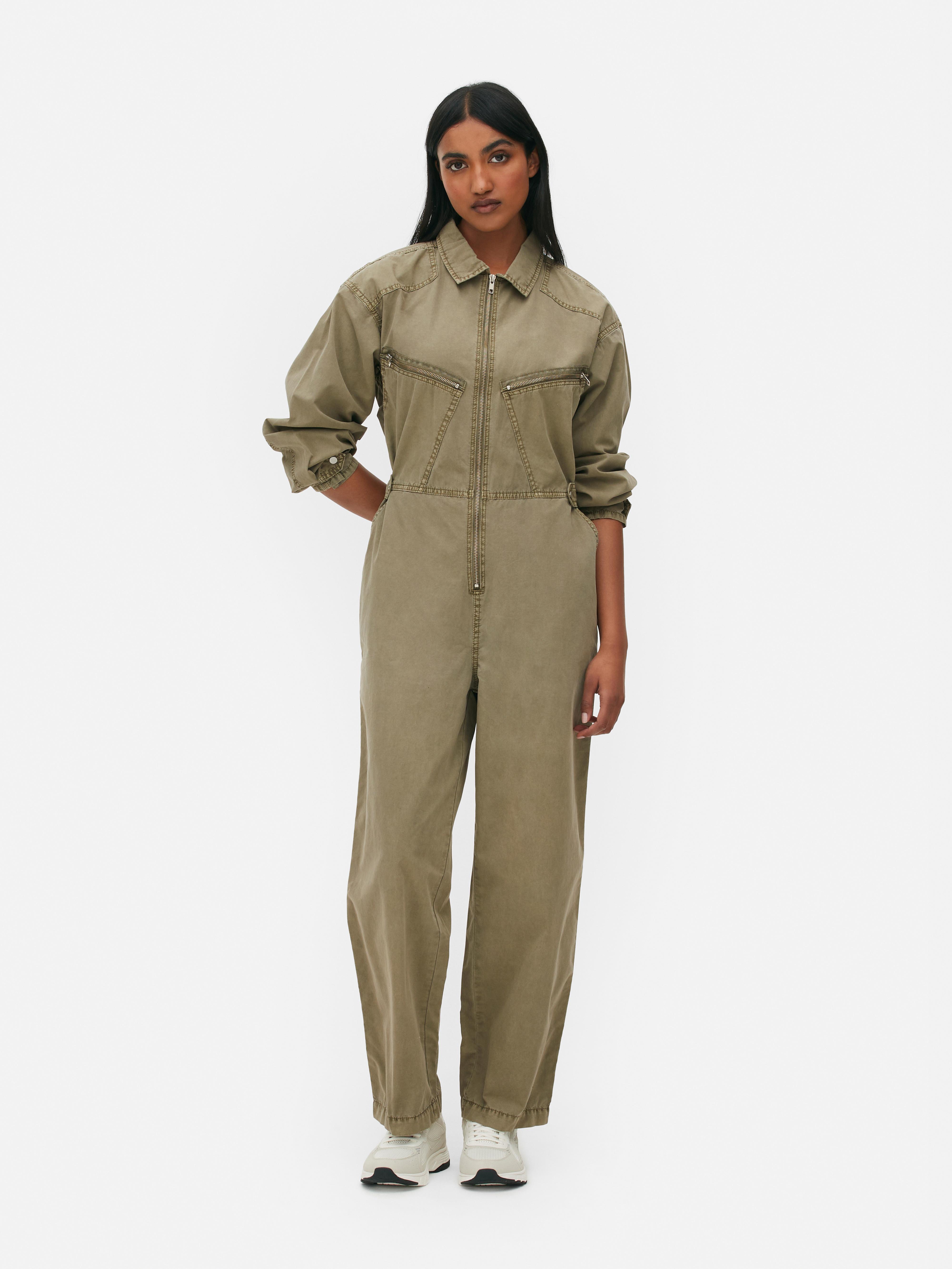 Women's Long-Sleeve Utility Jumpsuit, Women's Clearance