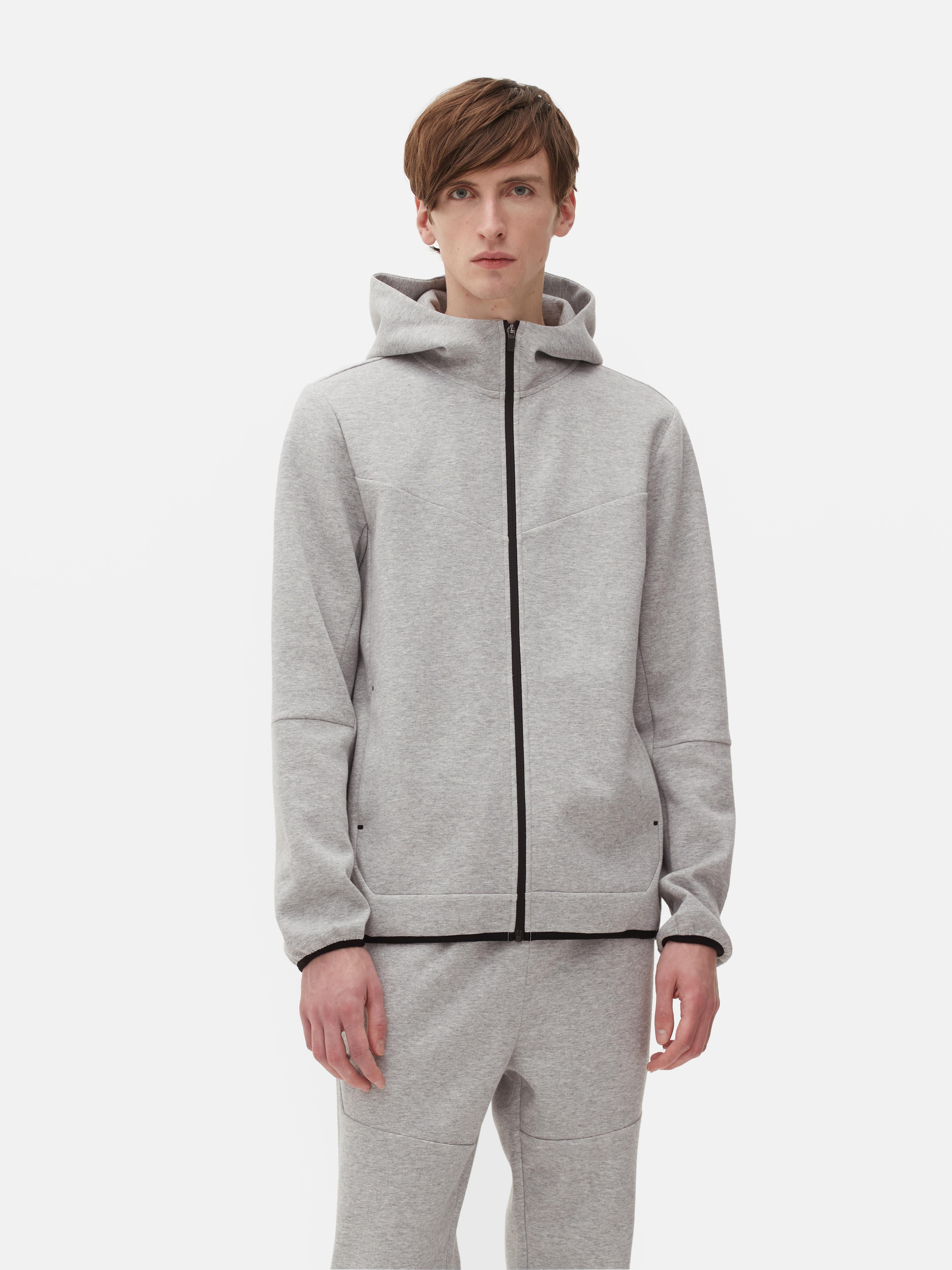 Mens Grey Panel Zip-Up Hoodie | Primark