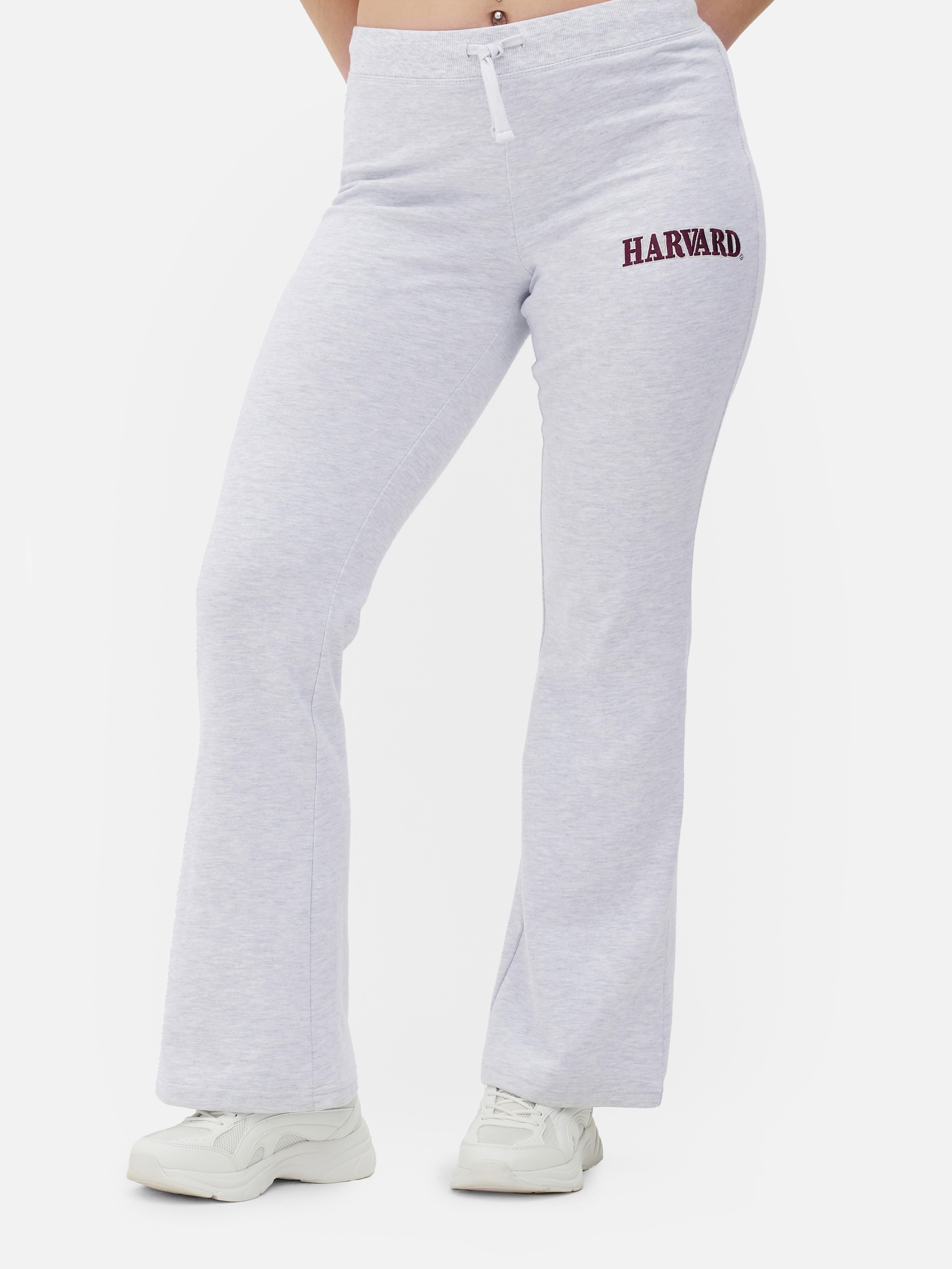 Womens Grey Marl Harvard Embroidered Flared Joggers