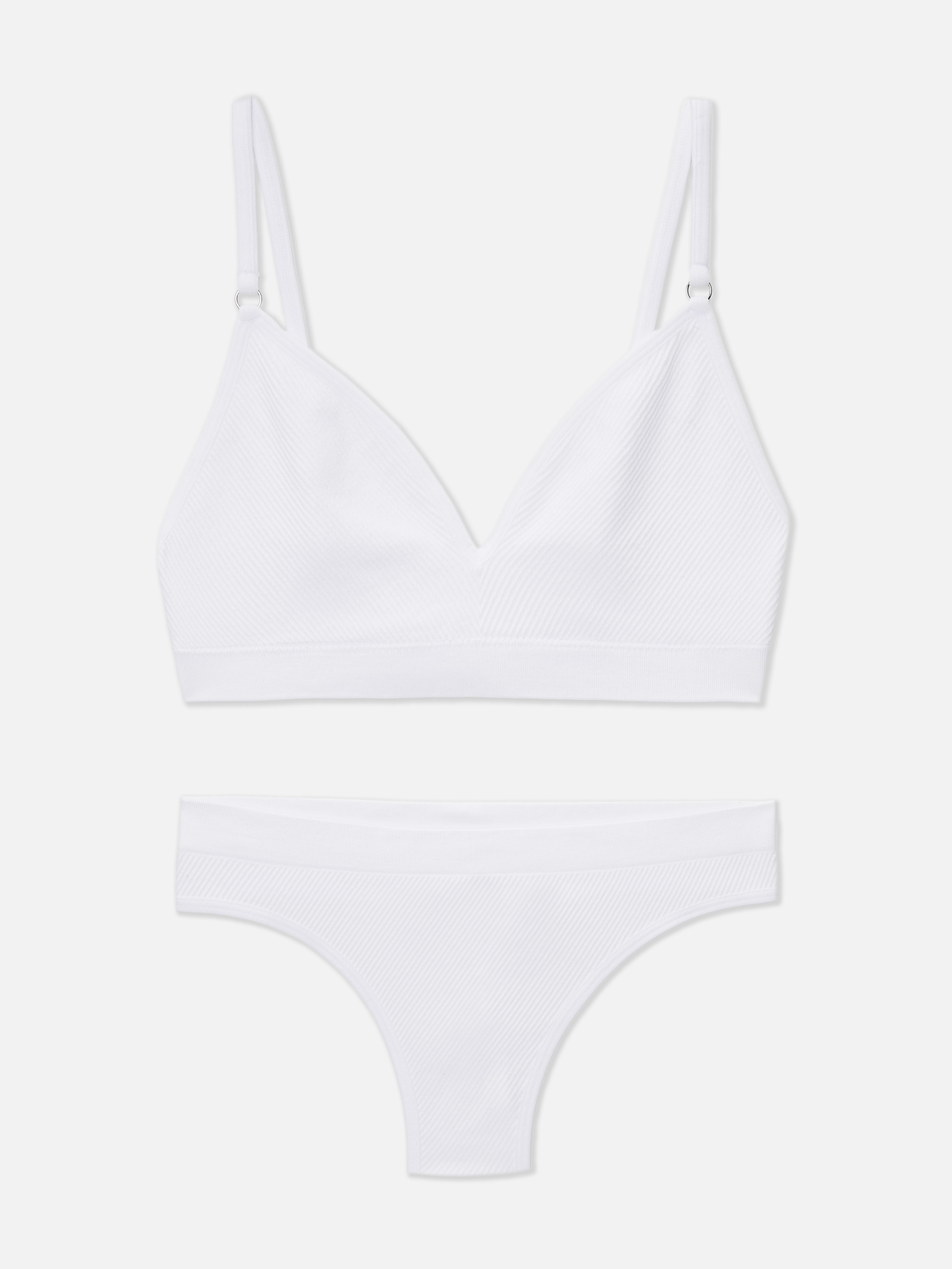 Women's Plus Ribbed Triangle Bralet & Brief Set