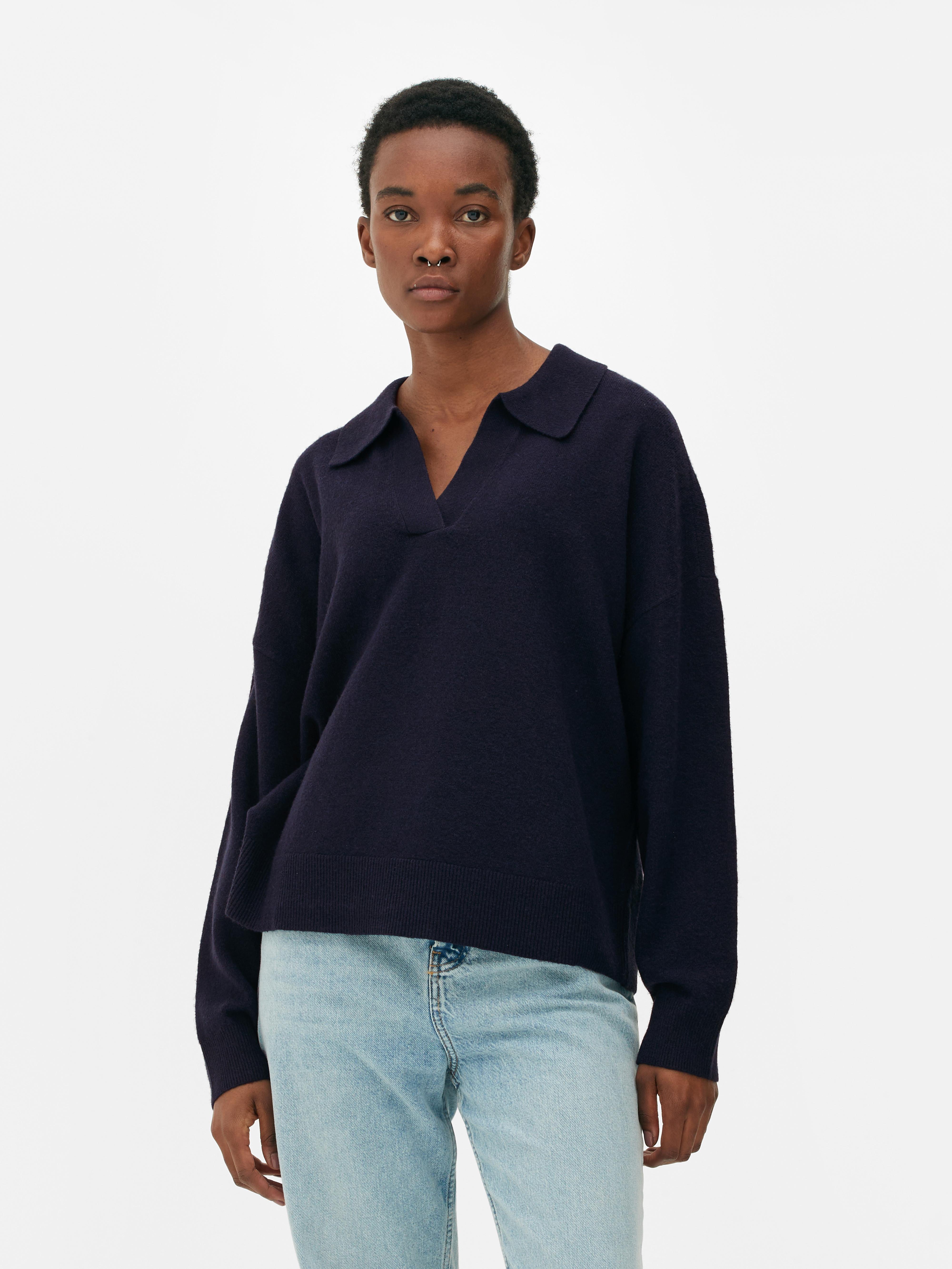 Polo collar sweater women's sale