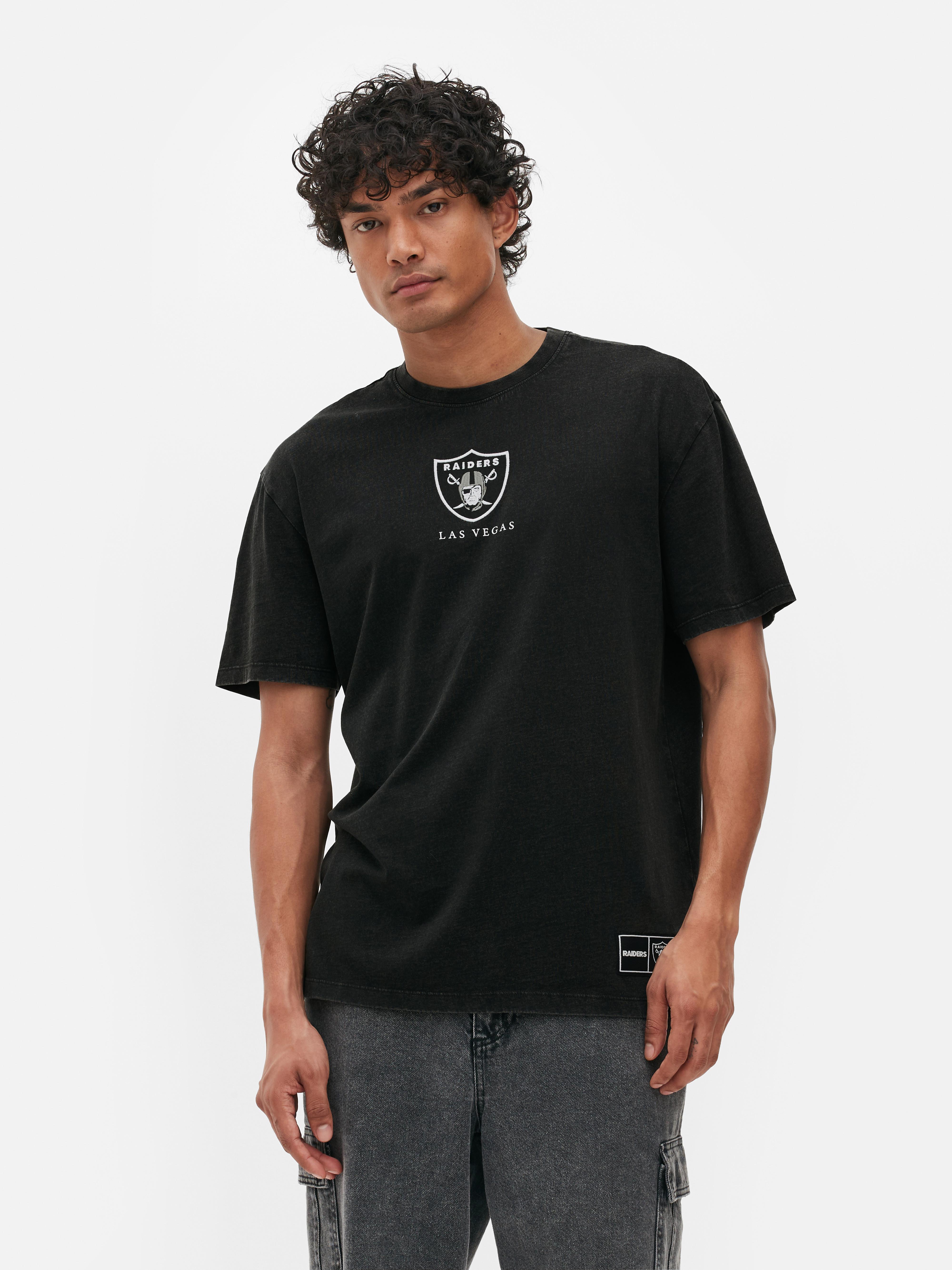 Men's Black NFL Las Vegas Raiders Acid Wash T-Shirt | Primark