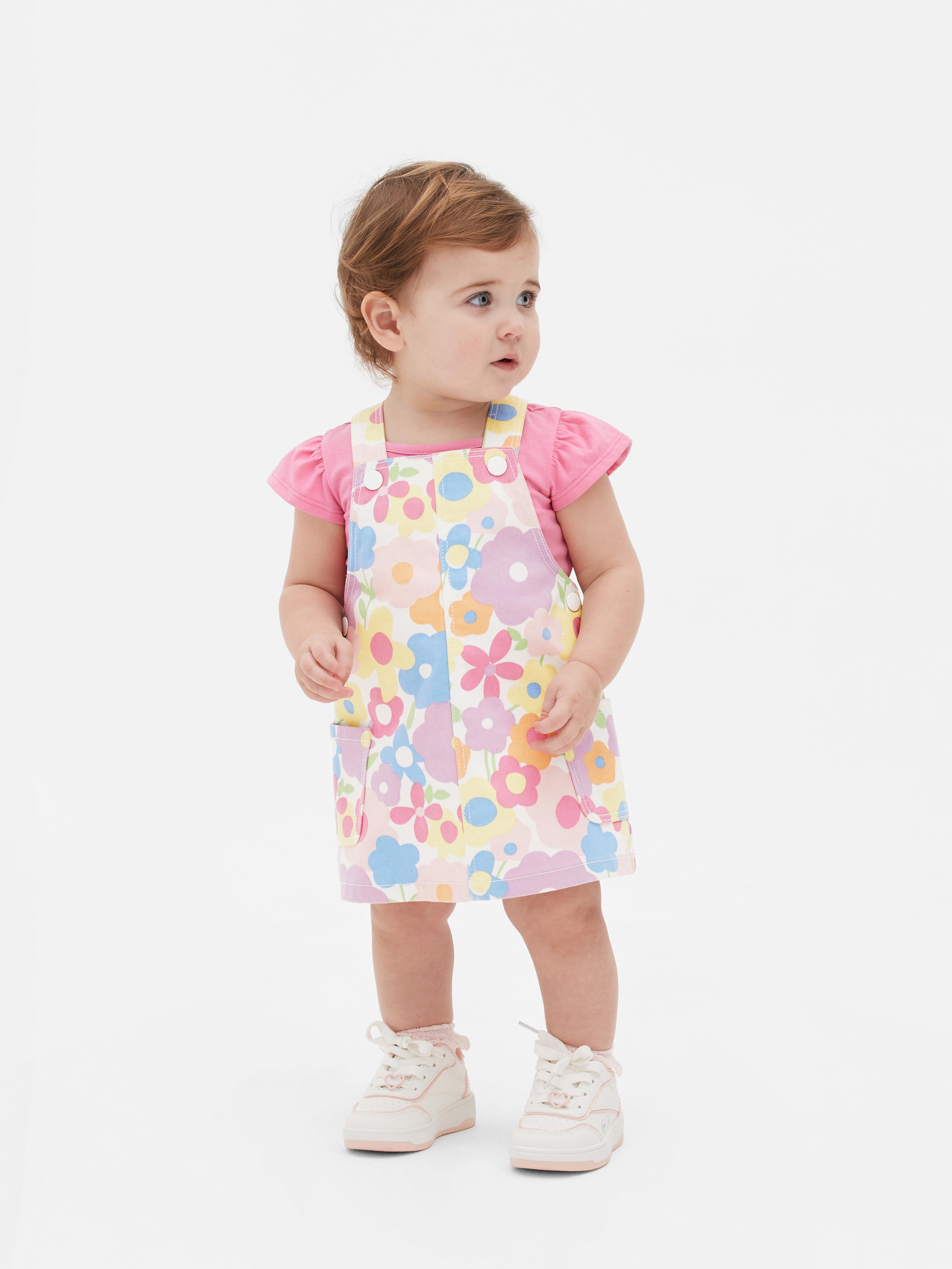 Floral T-shirt and Pinafore Dress Set