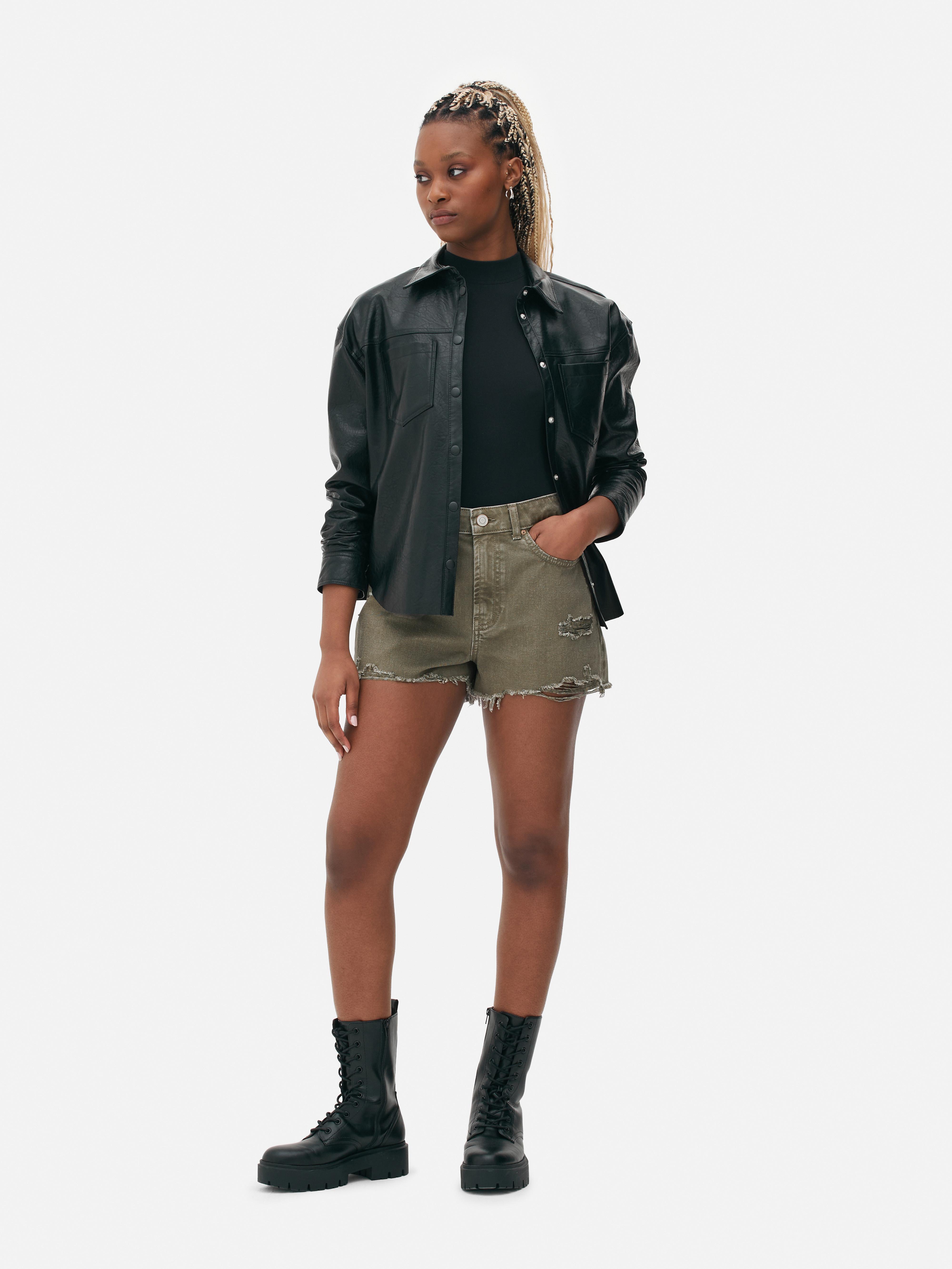 Zara Faux Leather Shorts - Gem