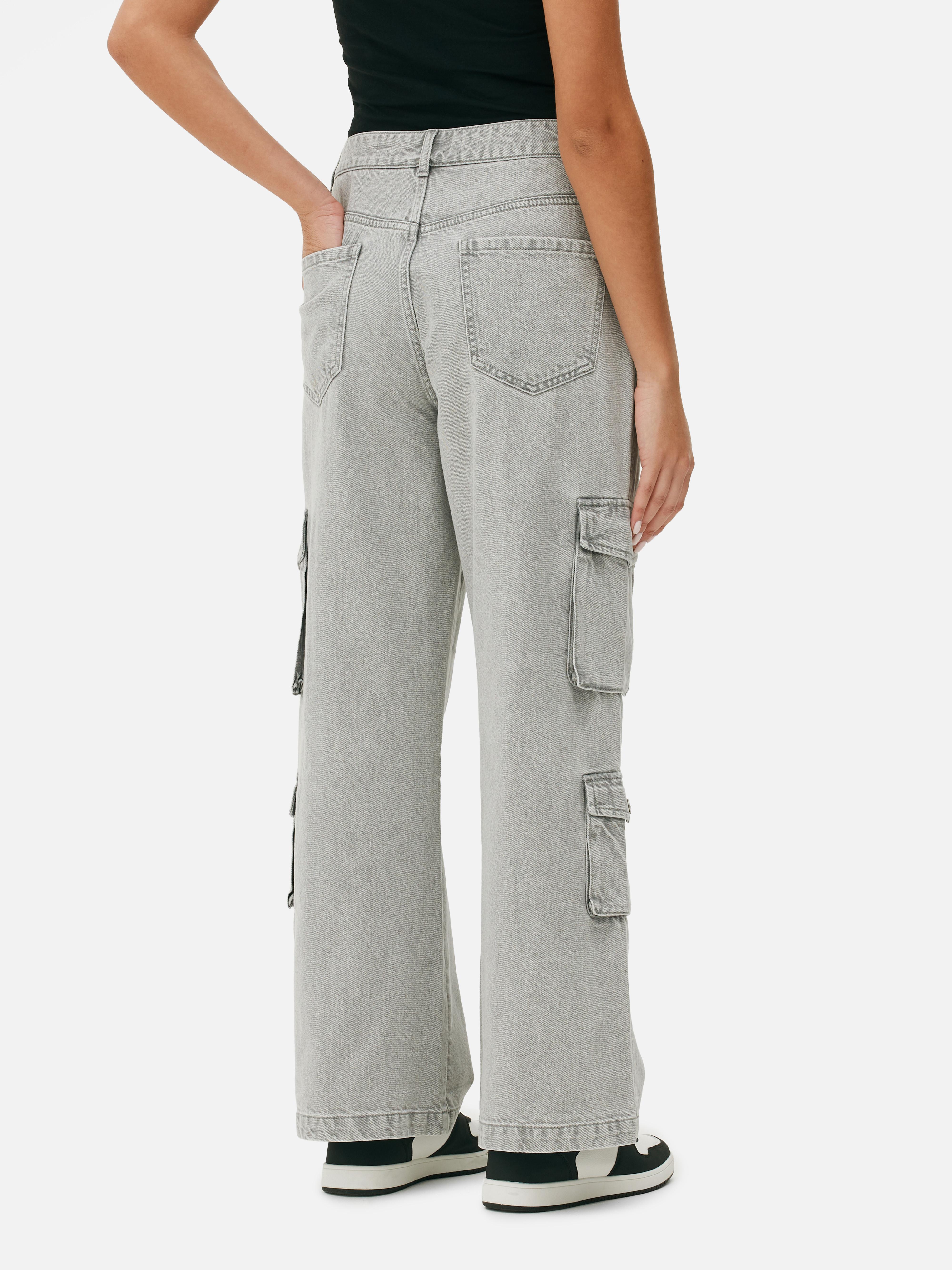 Women's Grey Loose-Fit Cargo Jeans | Primark