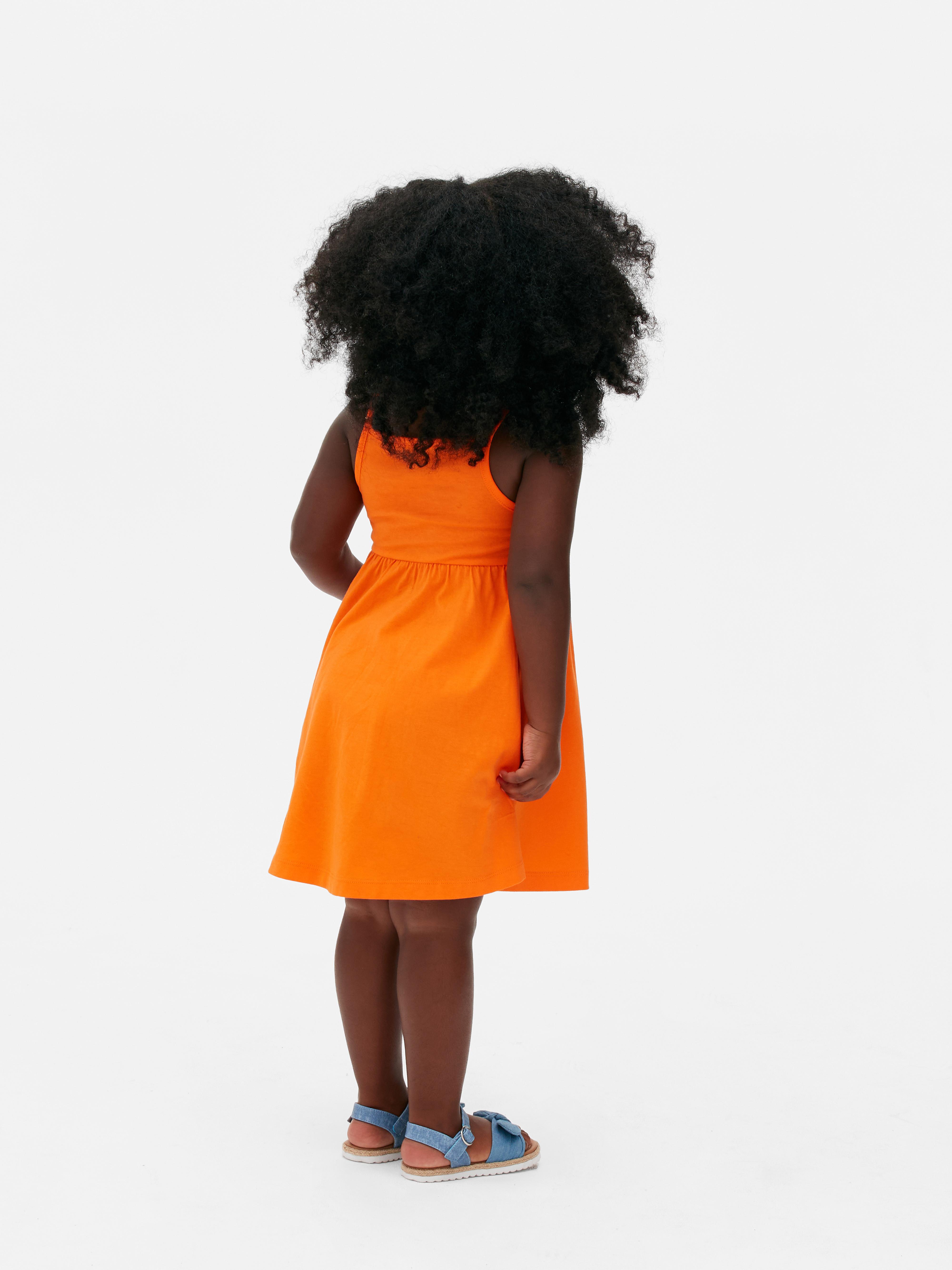 Girls Orange Sleeveless Jersey Dress Primark