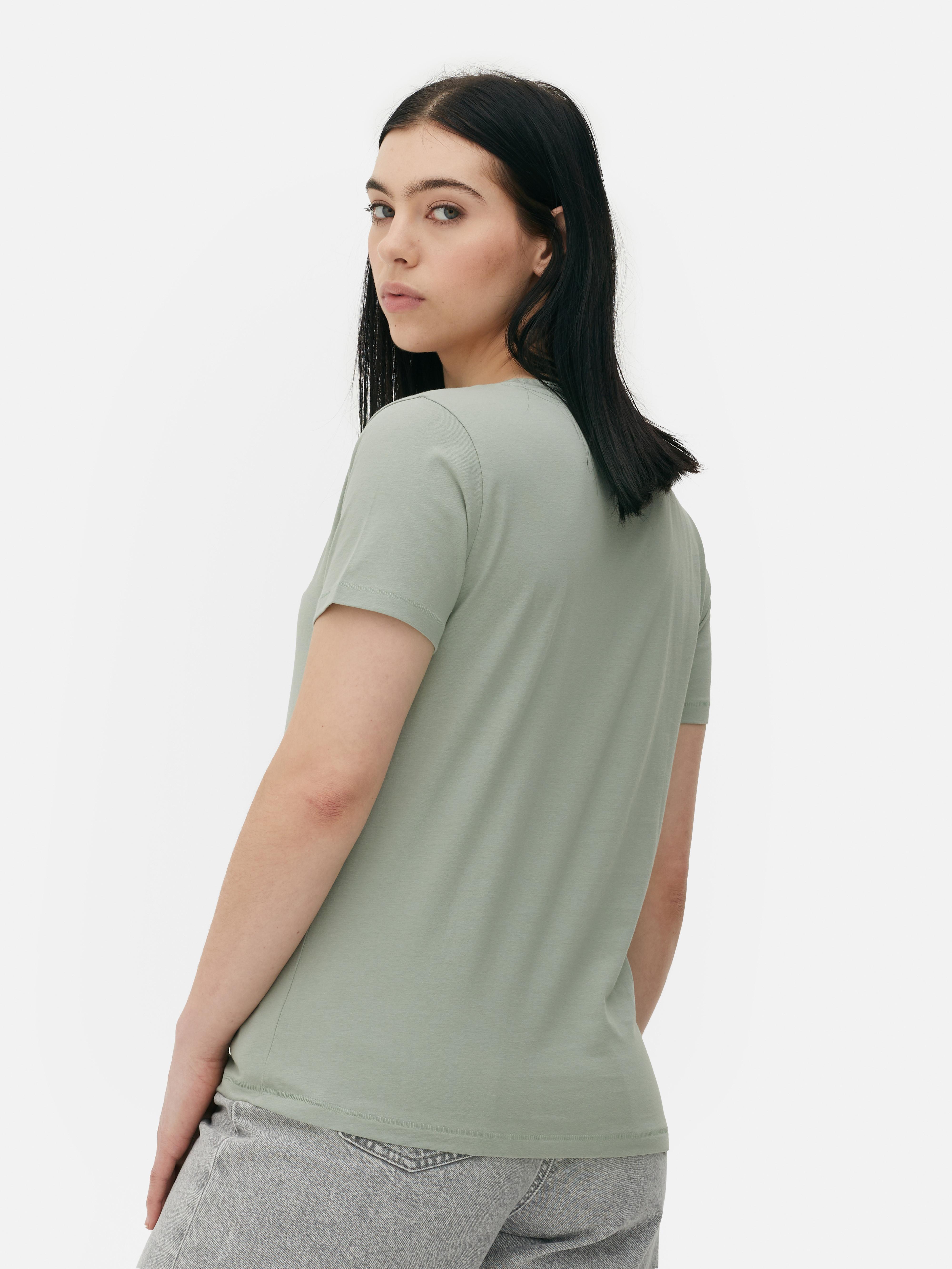 Womens Light Green V-Neck Short Sleeve T-Shirt | Primark