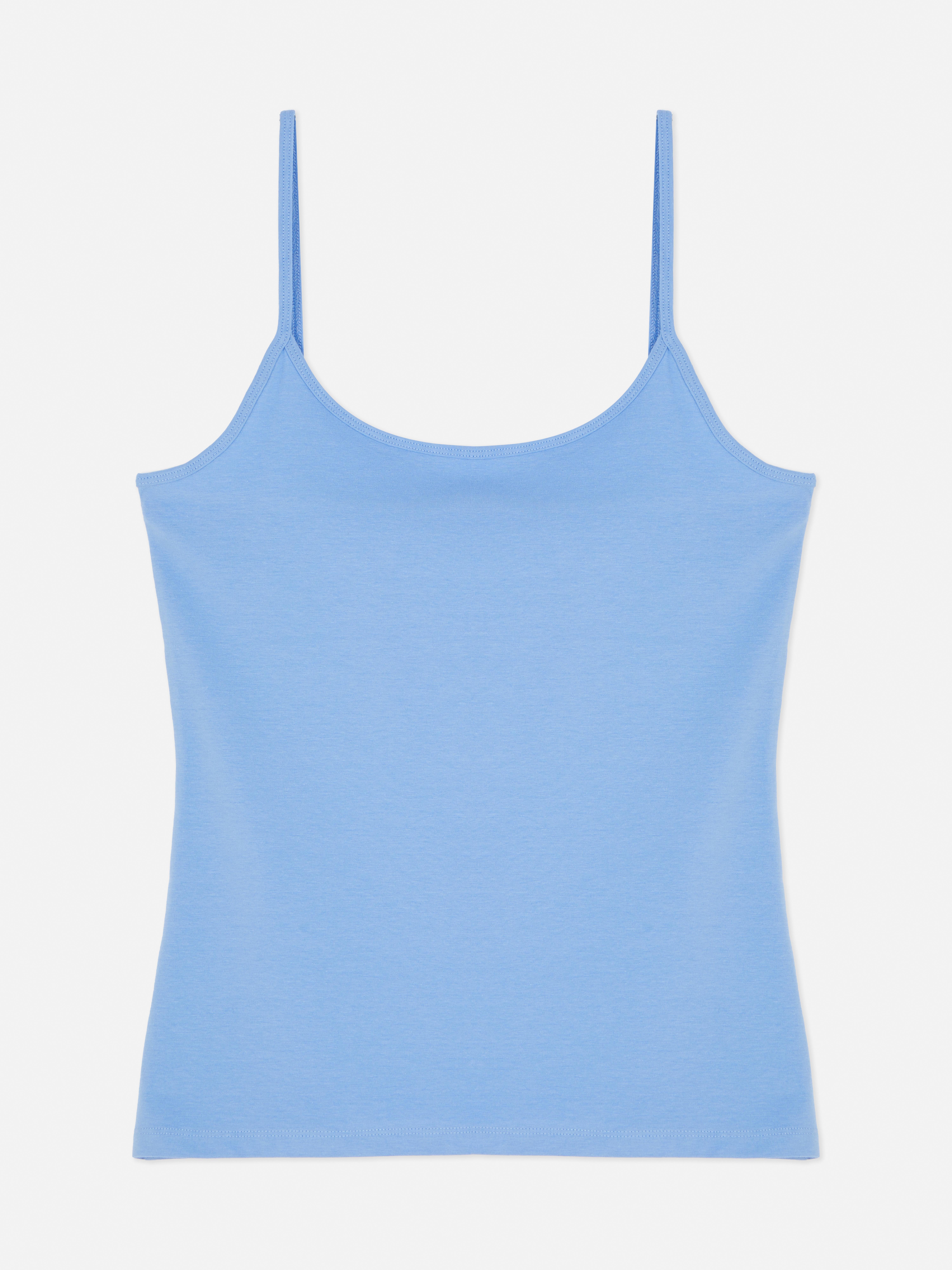 Petrol Blue Stretch Fitted Bust Strappy Cami Top