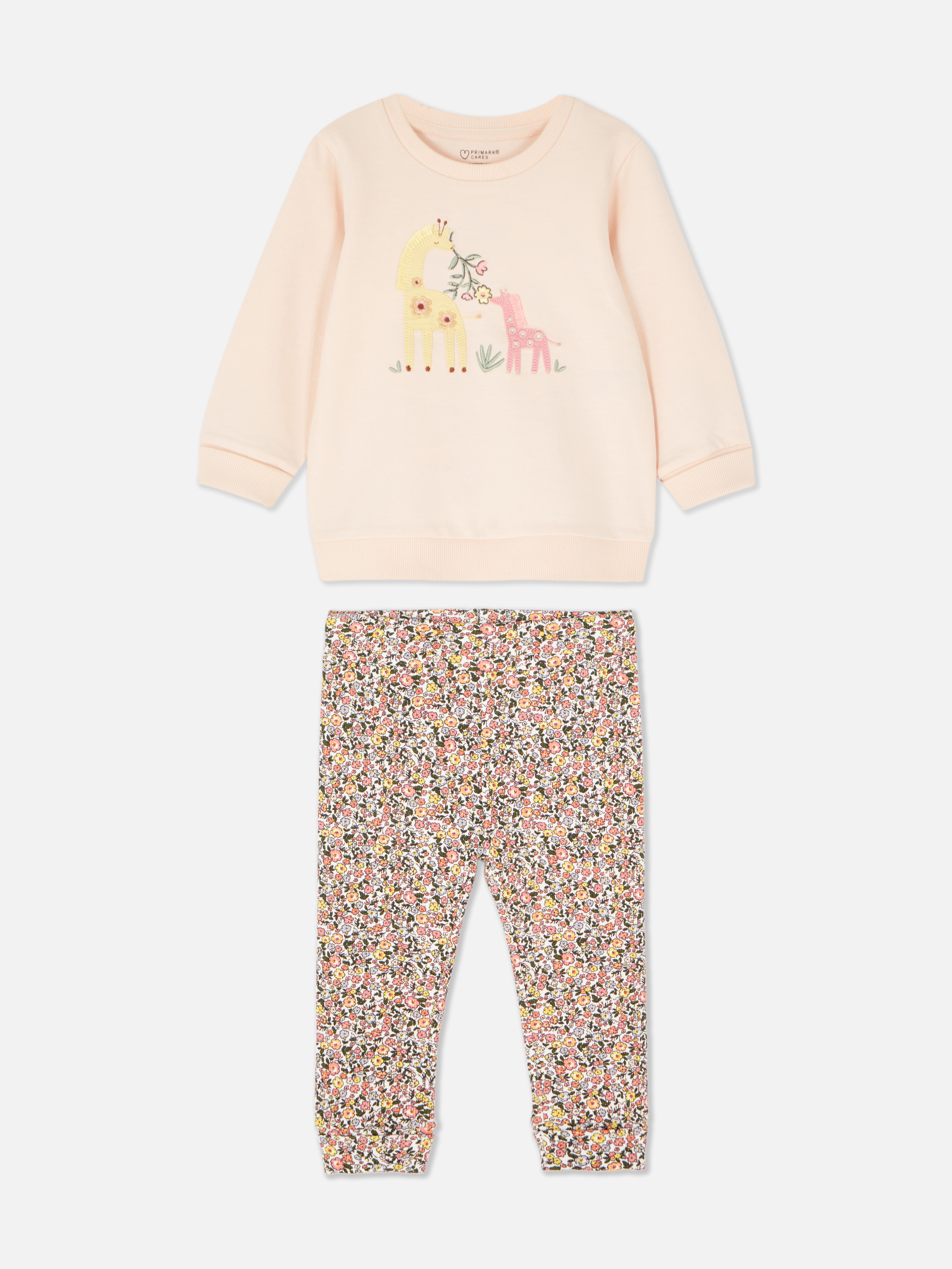 Sweatshirt mit Blumenmuster und Giraffe und Leggings