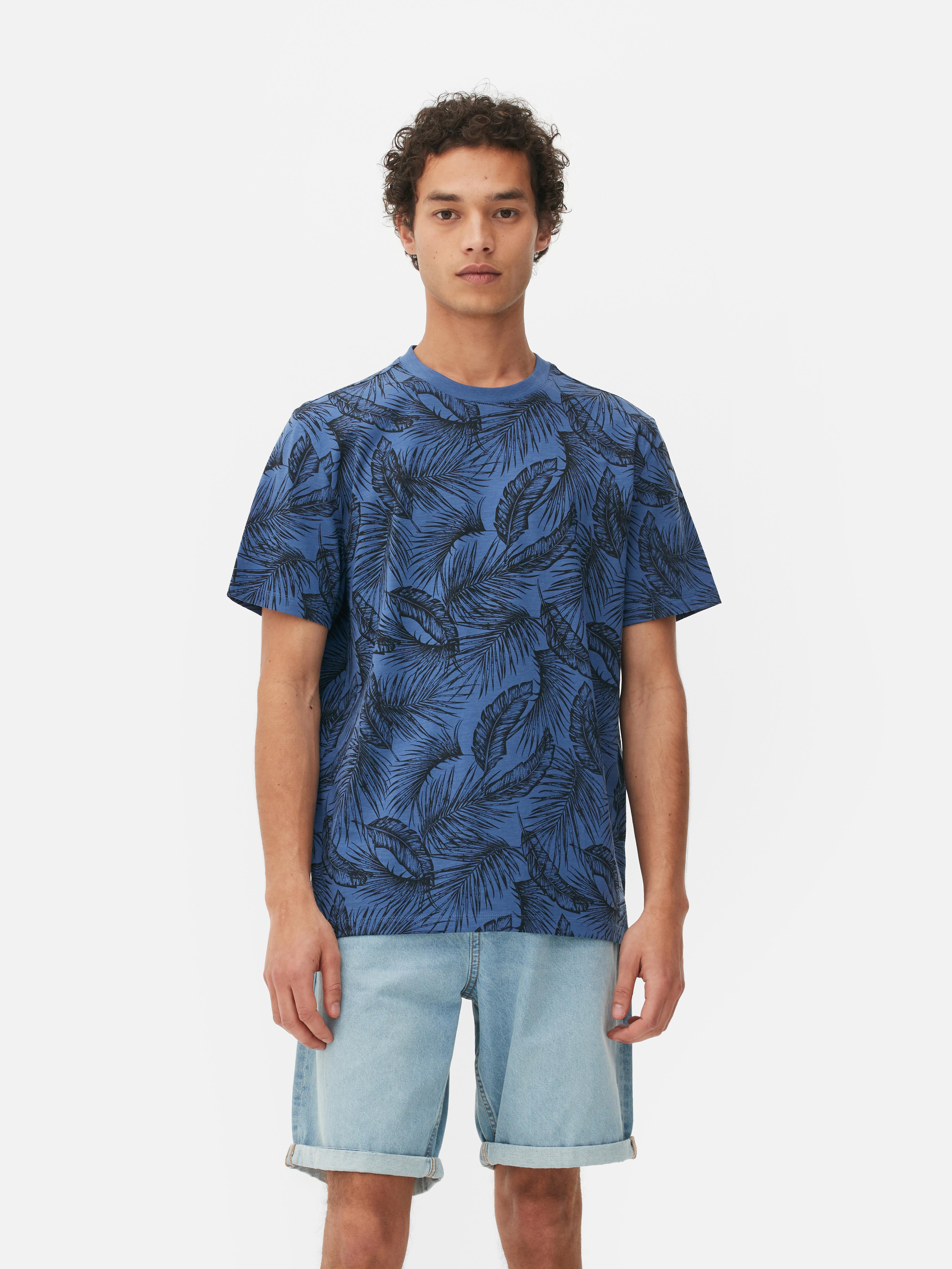 Mens Navy Botanical Print T-shirt | Primark
