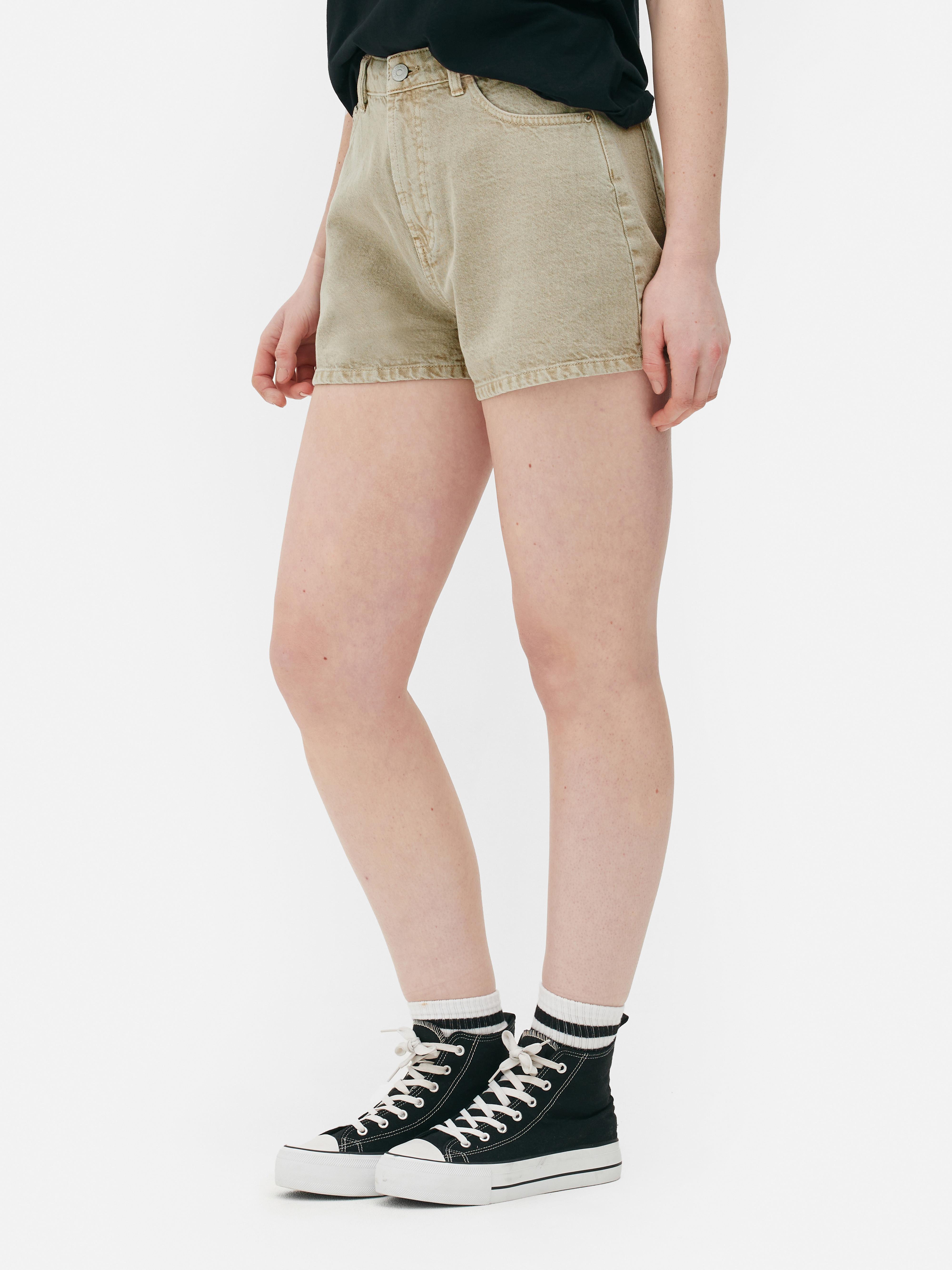 Womens Stone High-Rise Mom Shorts