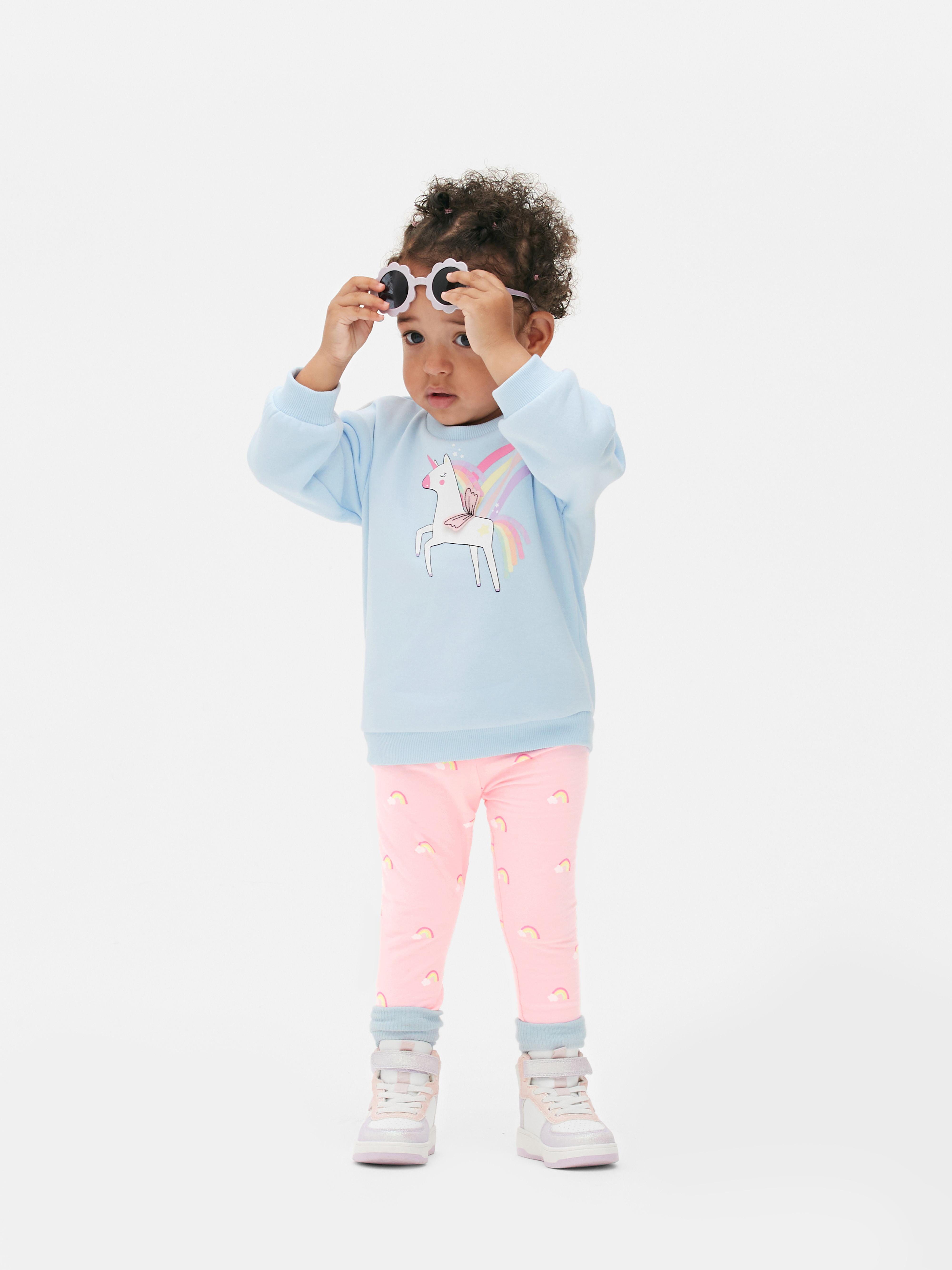 Girls Light Blue Unicorn Sweatshirt and Leggings Set