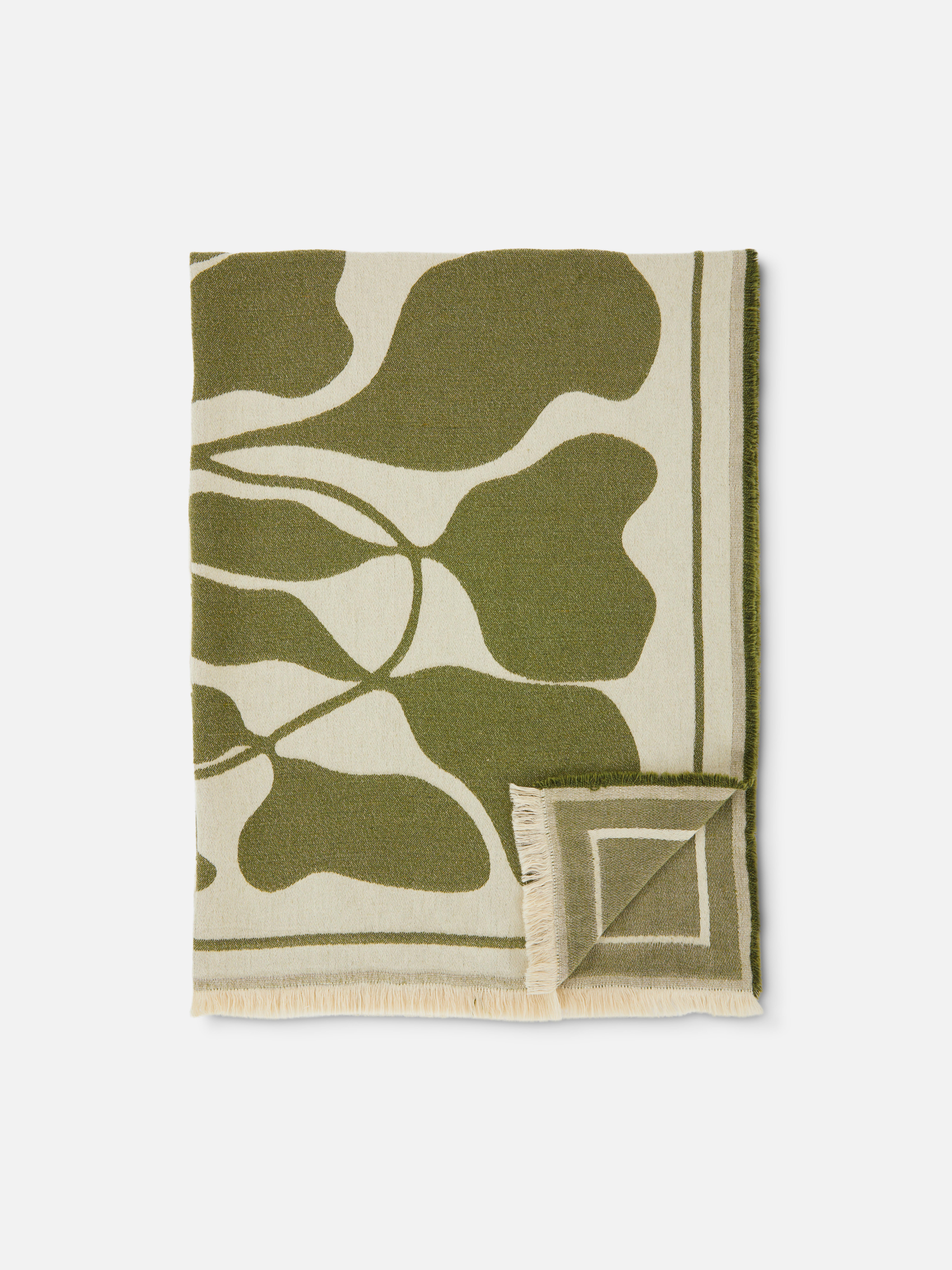 Abstract Leaf Fringe Throw