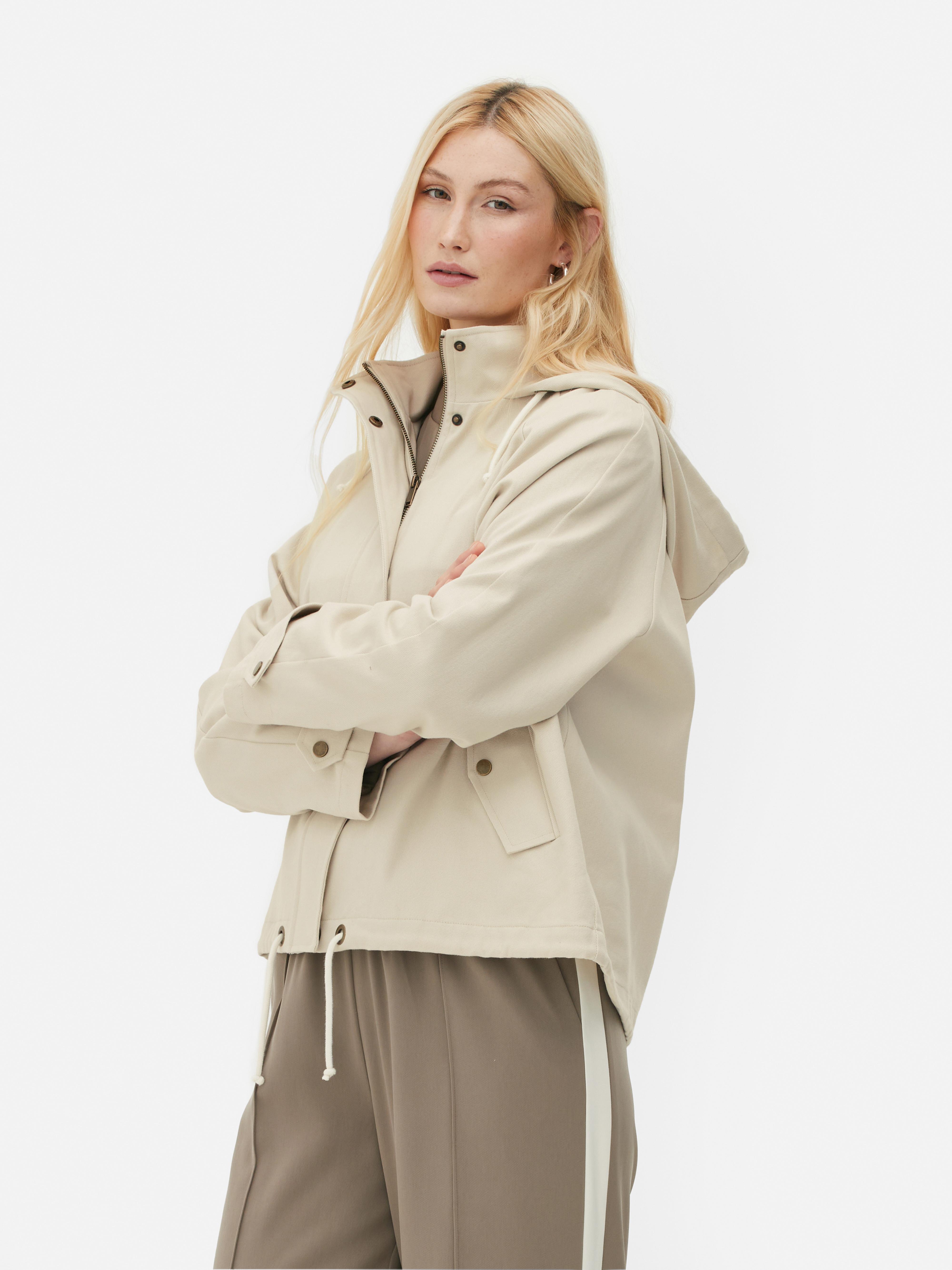 Hooded twill hot sale jacket womens