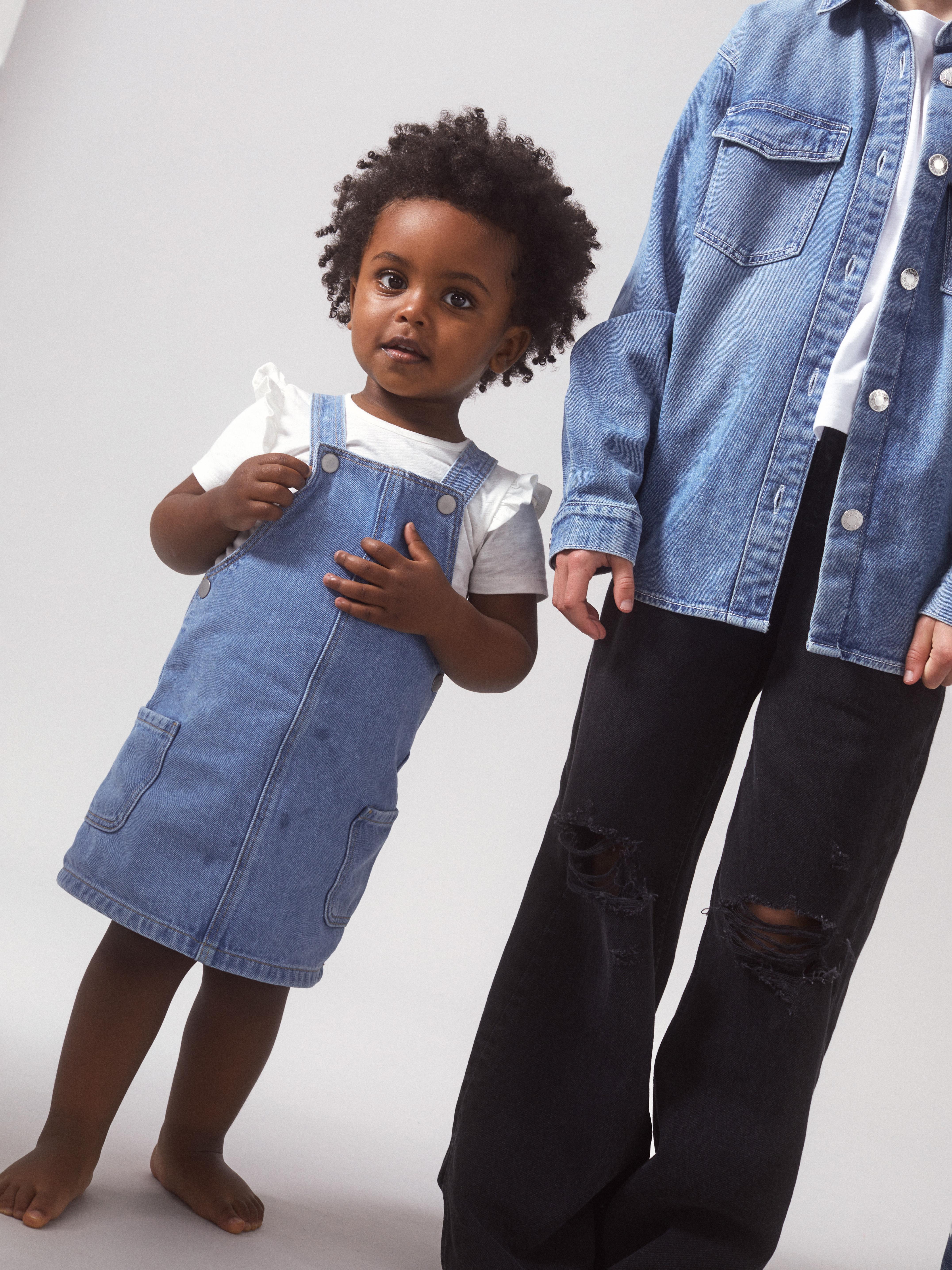 Baby Girls Light Blue Denim Pinafore Dress Primark