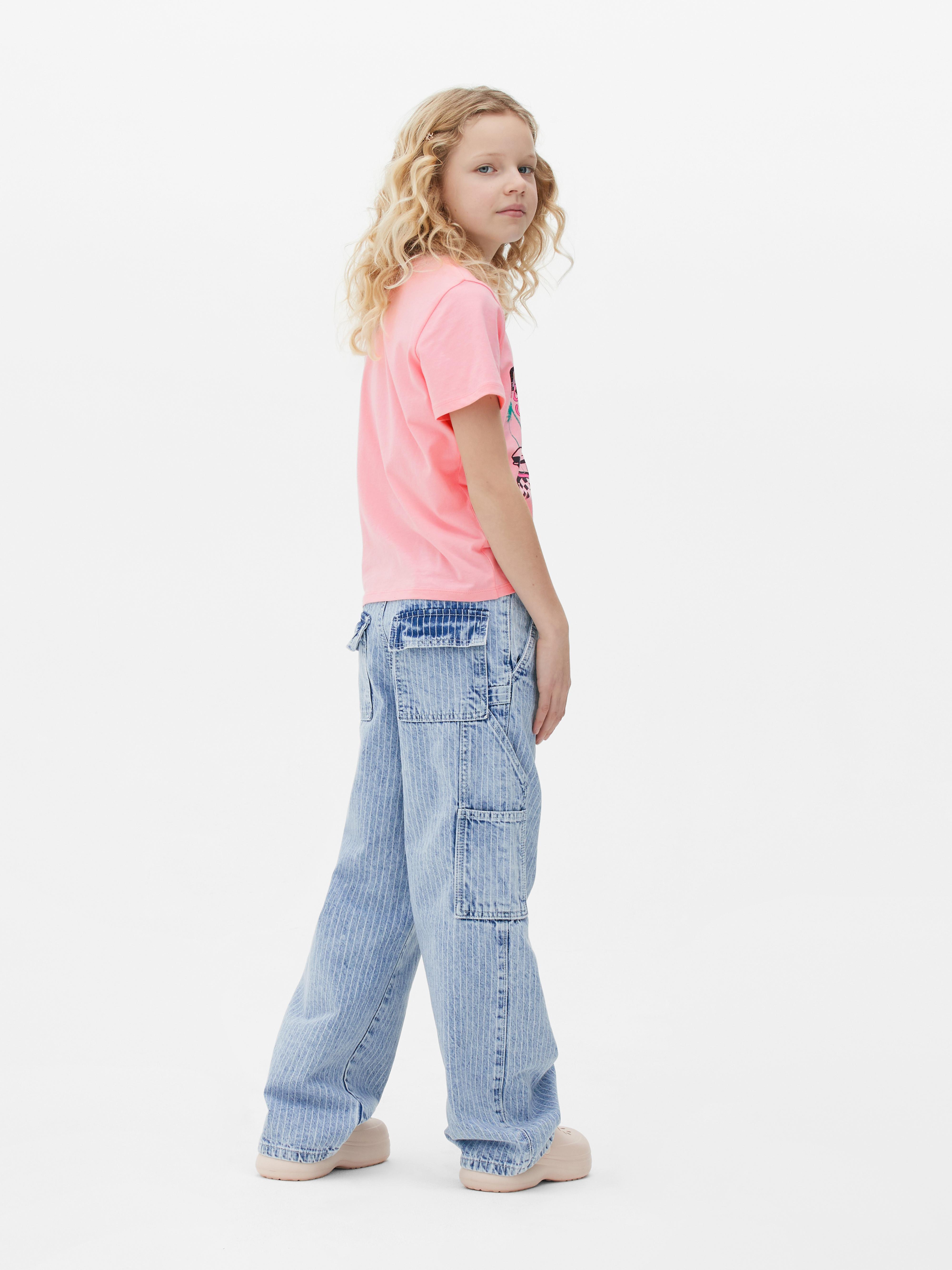 Jeans a righe a gamba larga