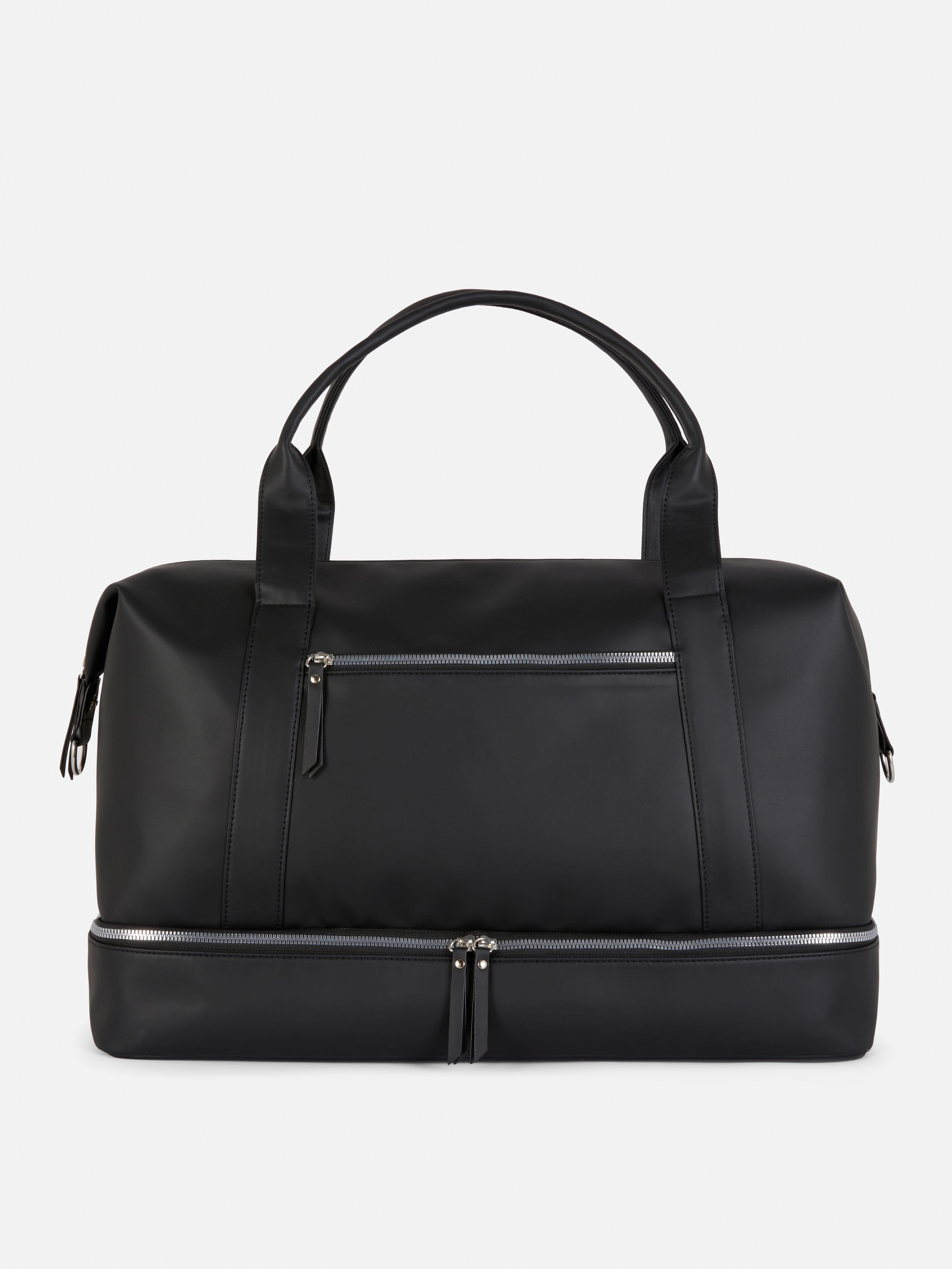 Women s Black Faux Leather Weekender Bag Penneys