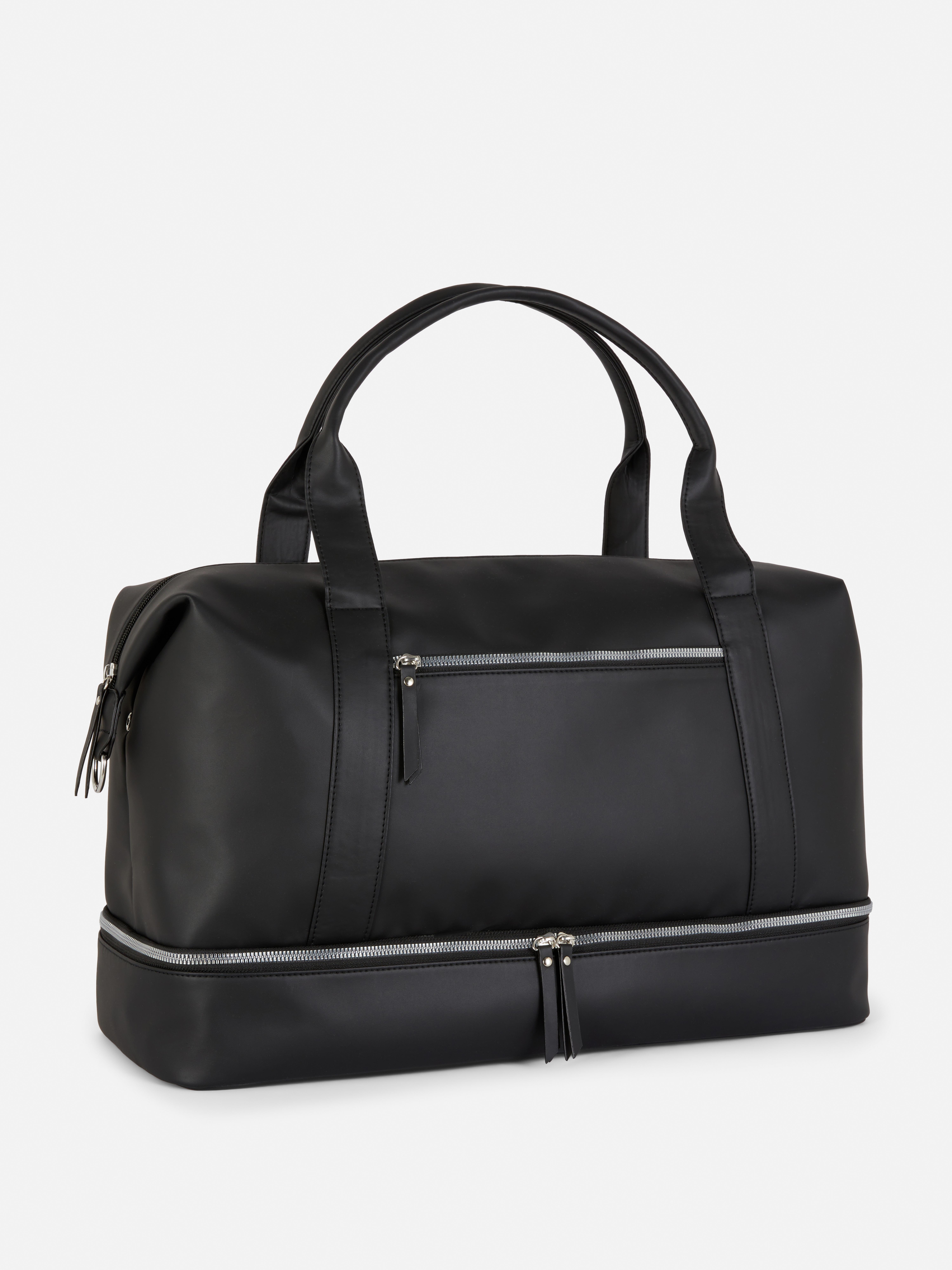 Womens Black Faux Leather Weekender Bag | Primark