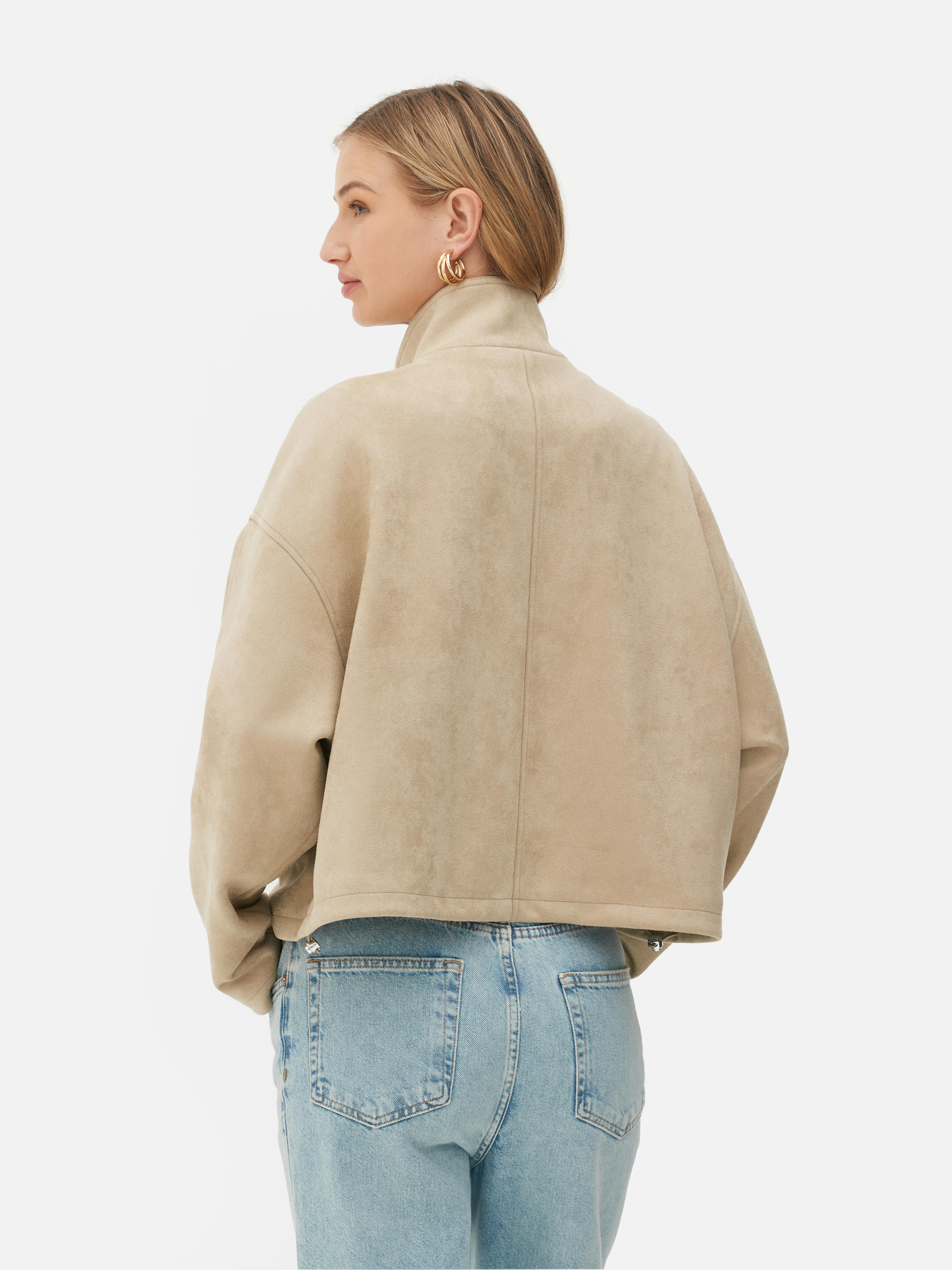 Womens Sand Faux Suede Bomber Jacket | Primark