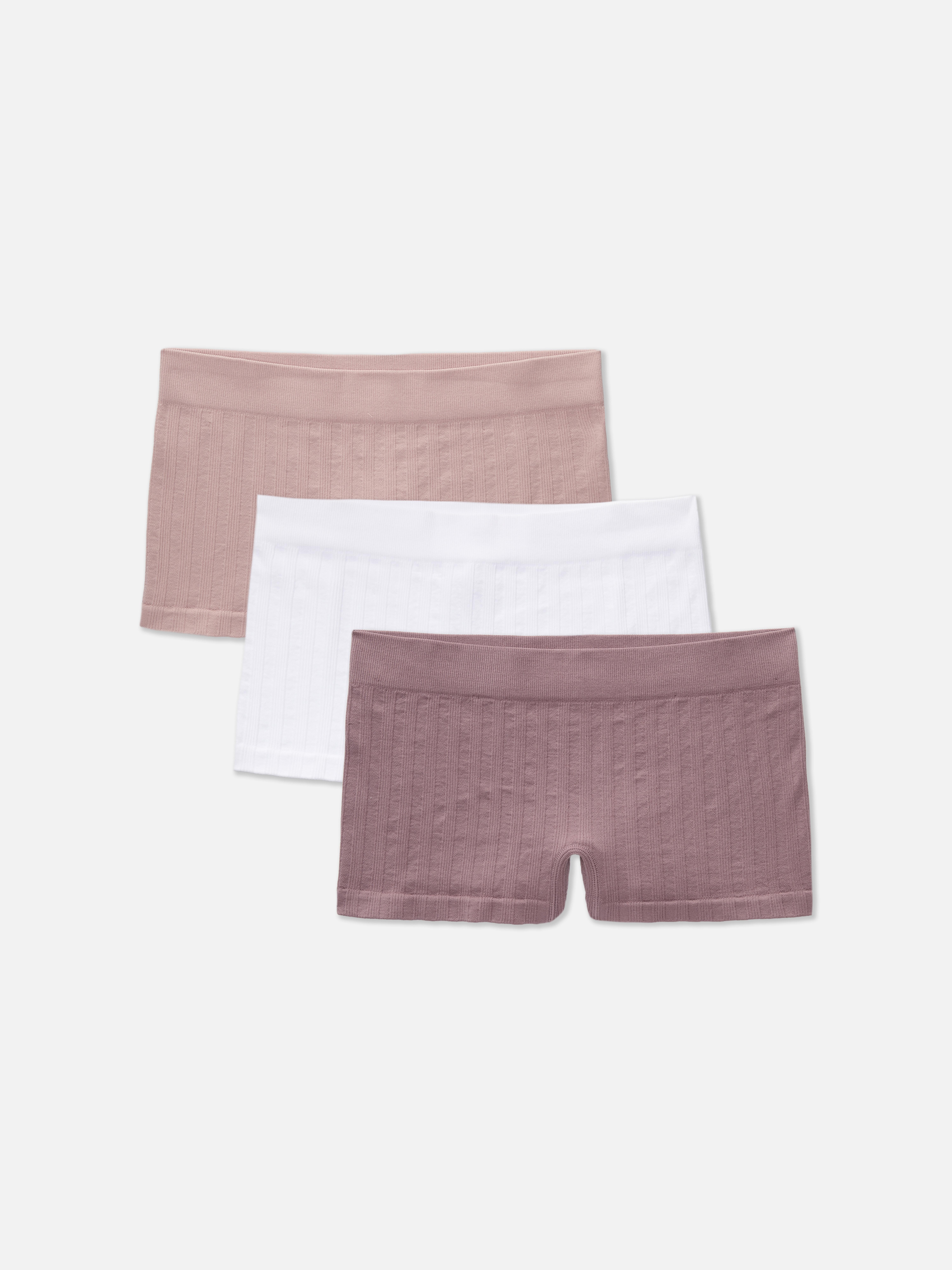 Womens Pink 3pk Seamless Wide Ribbed Boxer Briefs