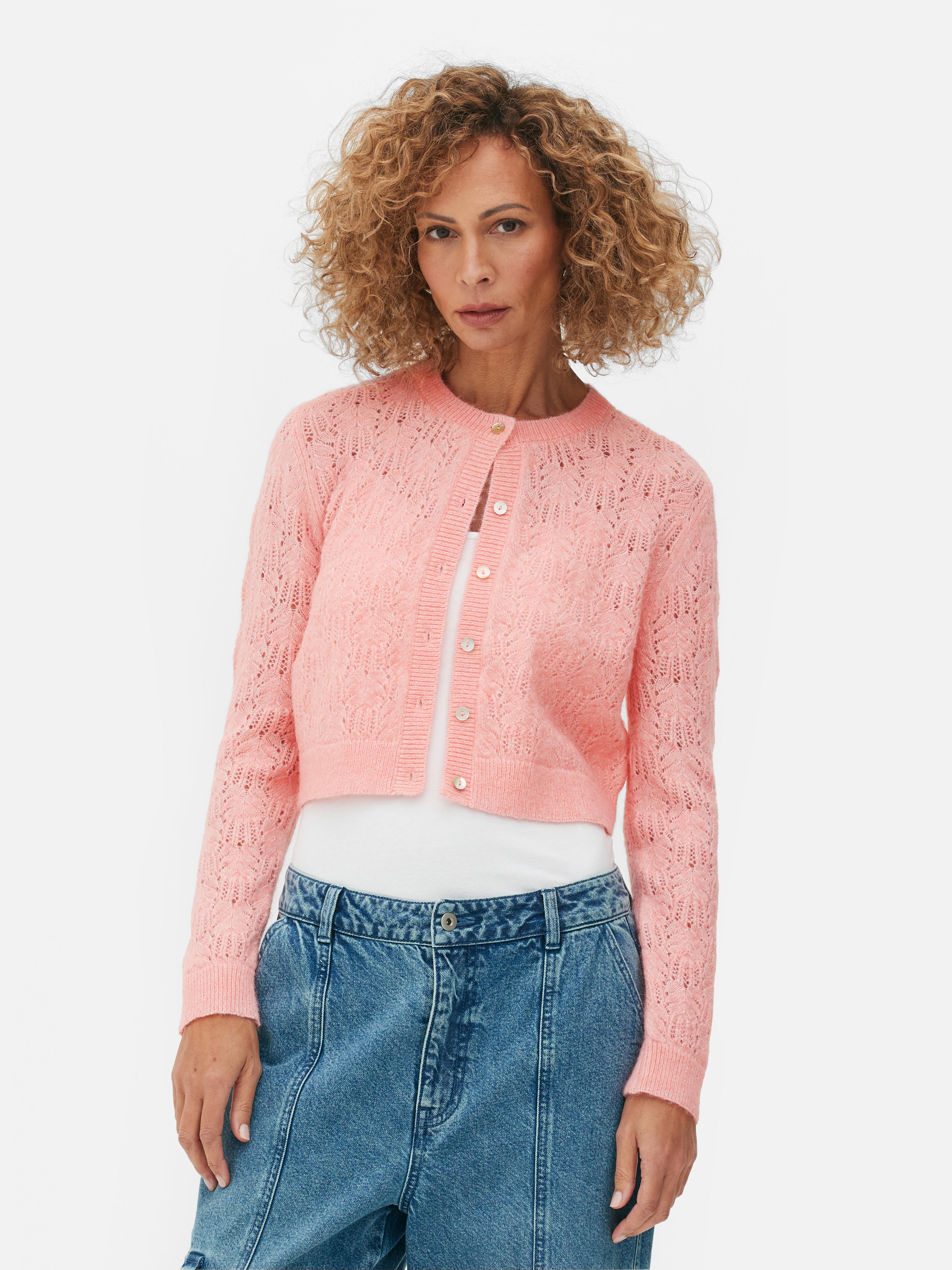 Cropped Pointelle Cardigan