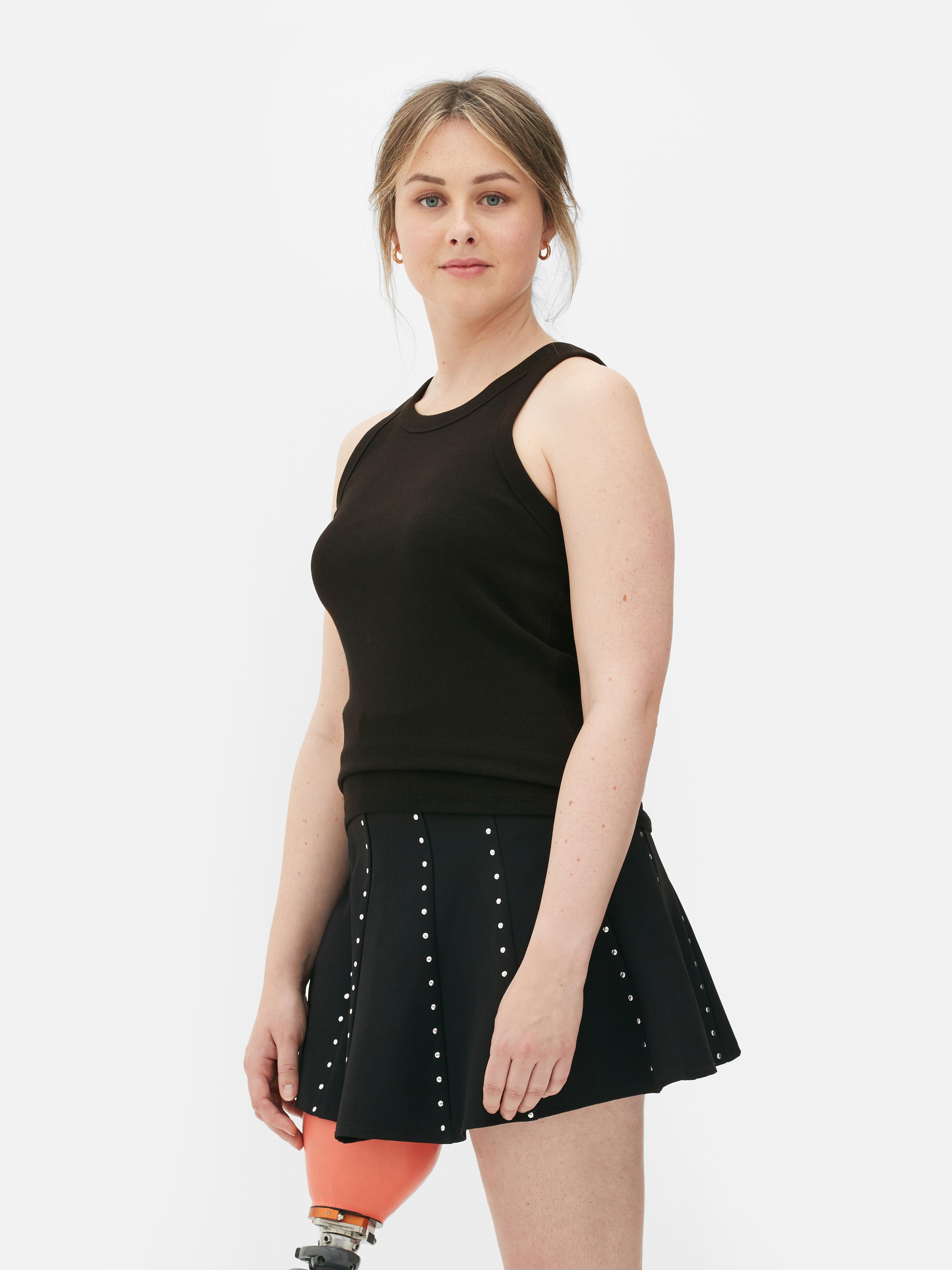 Womens Black Ribbed Racerback Vest Top Primark