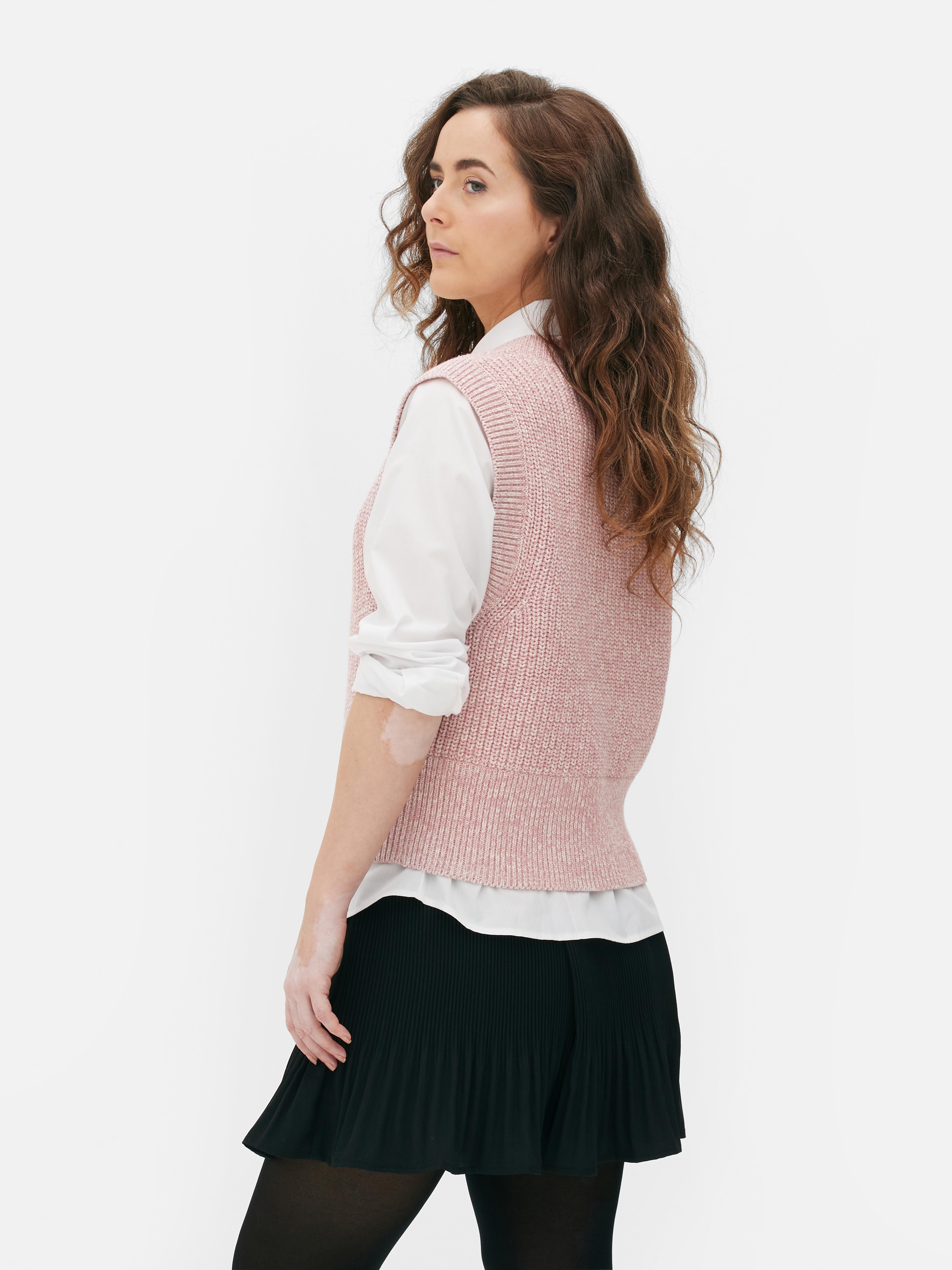 Womens Pink V-Neck Knitted Vest Top | Primark