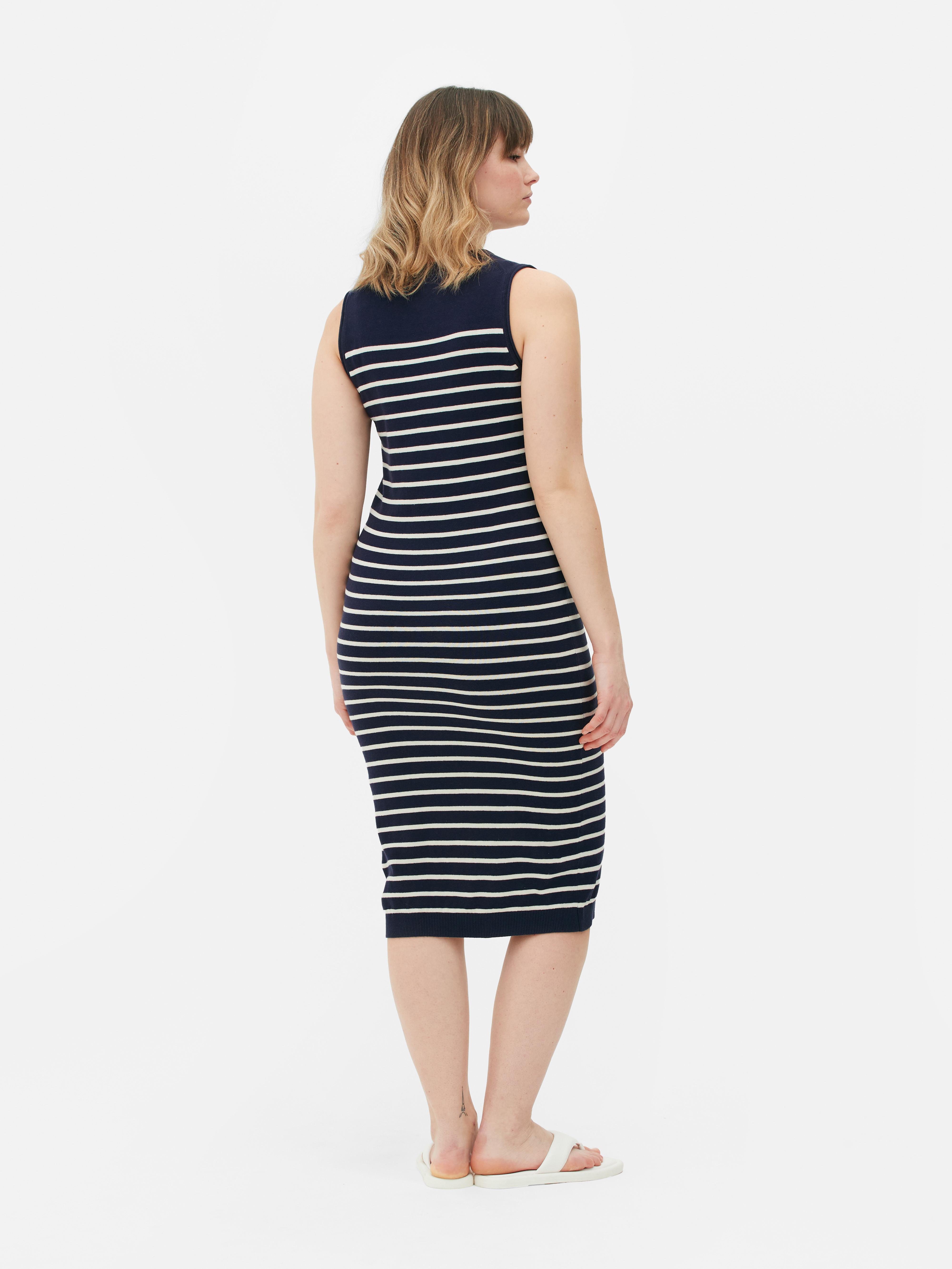 Women's Navy Striped Sleeveless Midi Dress | Primark