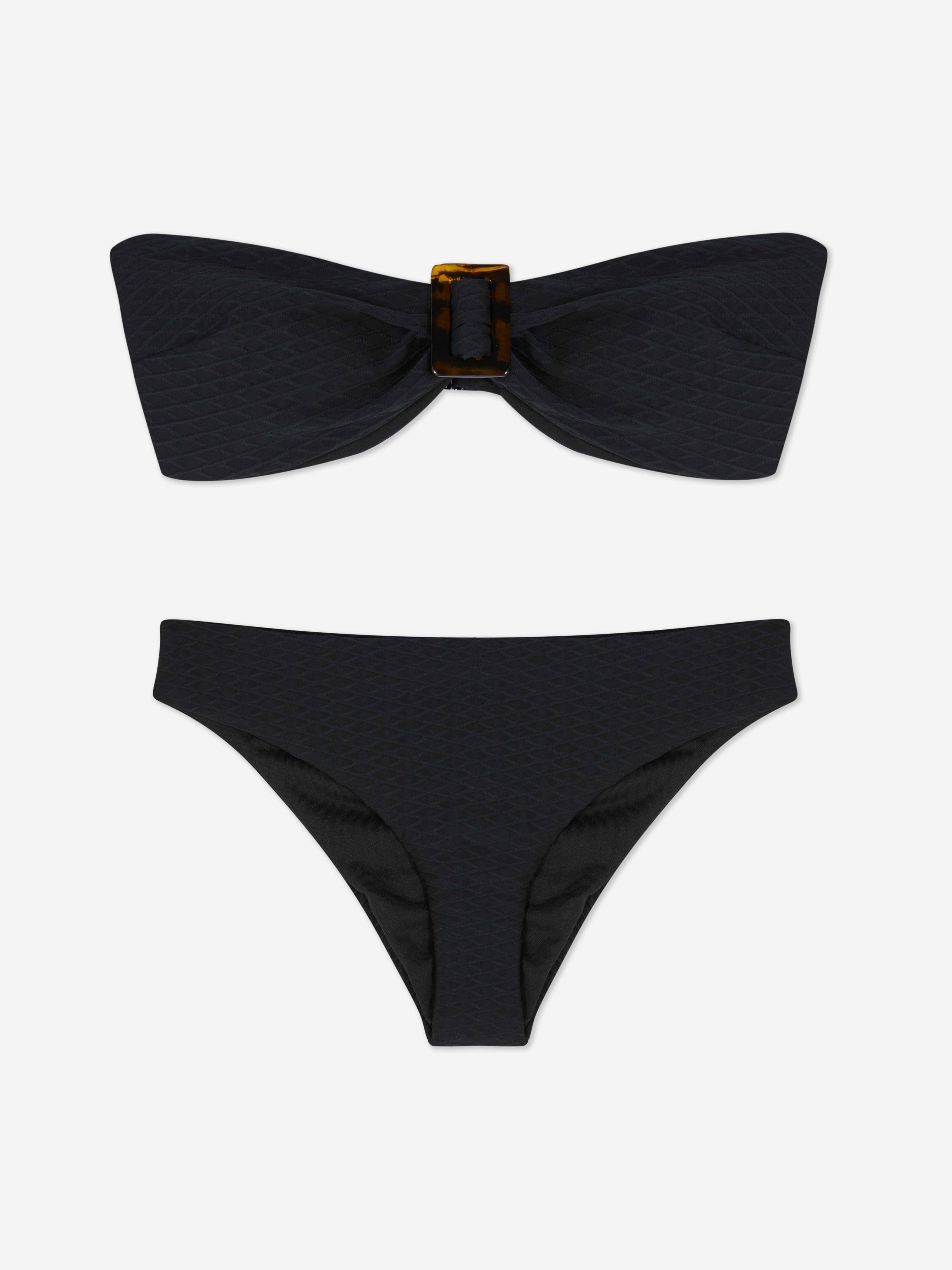Womens Black Textured Bandeau Bikini Primark