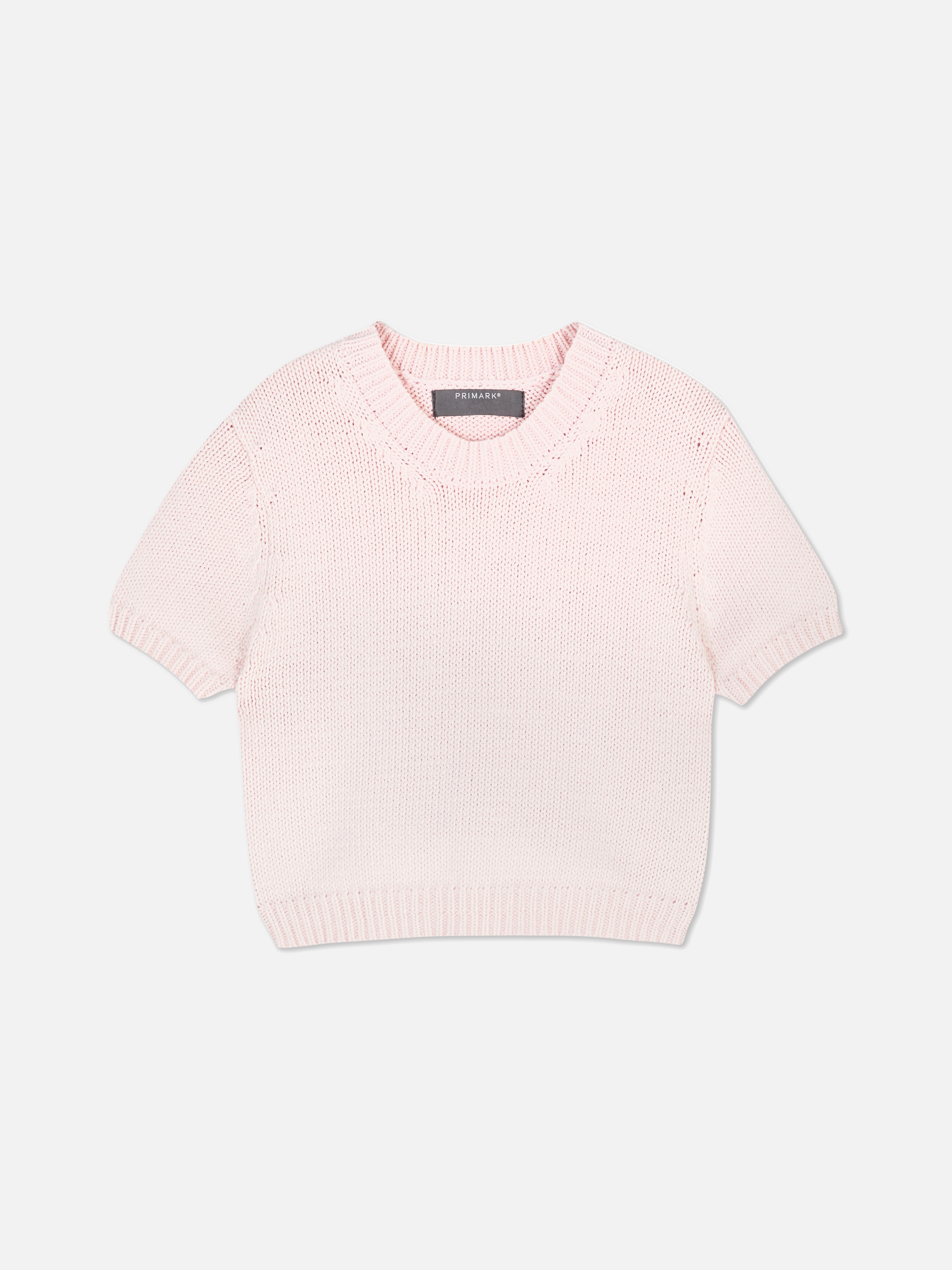 Womens Pink Short Sleeve Knitted Top