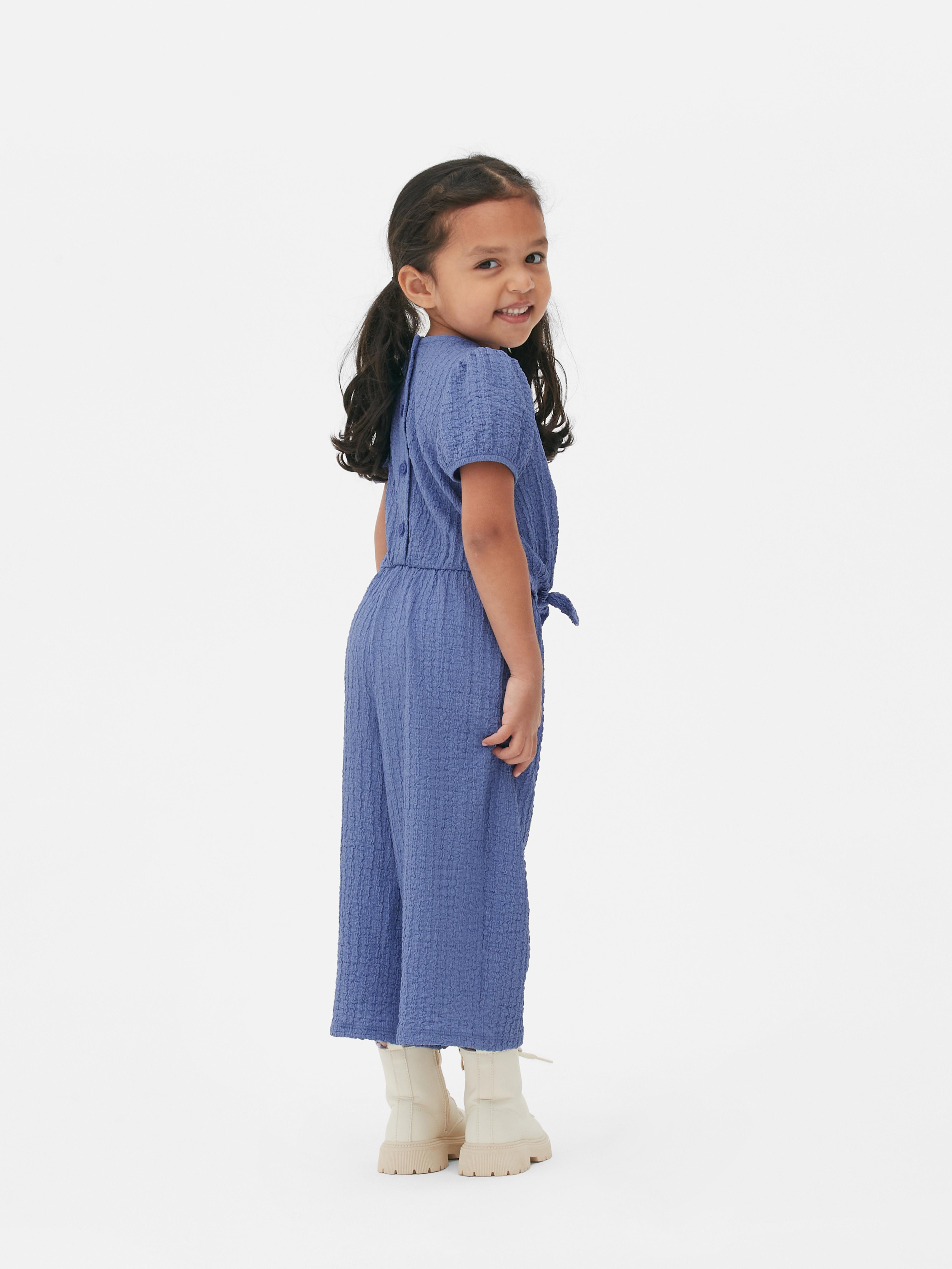 Girls Blue Tie-Front Crinkle Jumpsuit | Primark