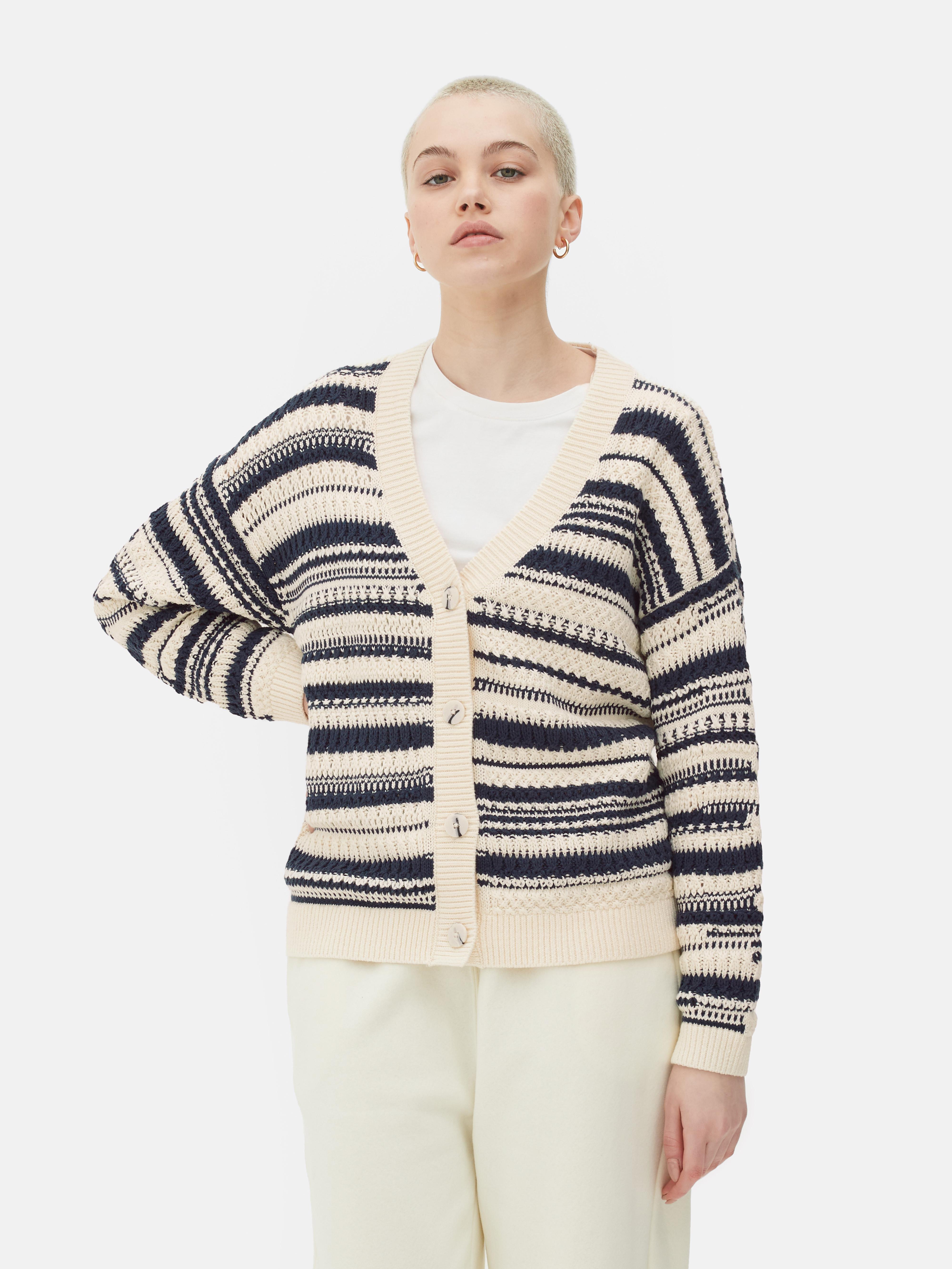 Striped deals boyfriend cardigan