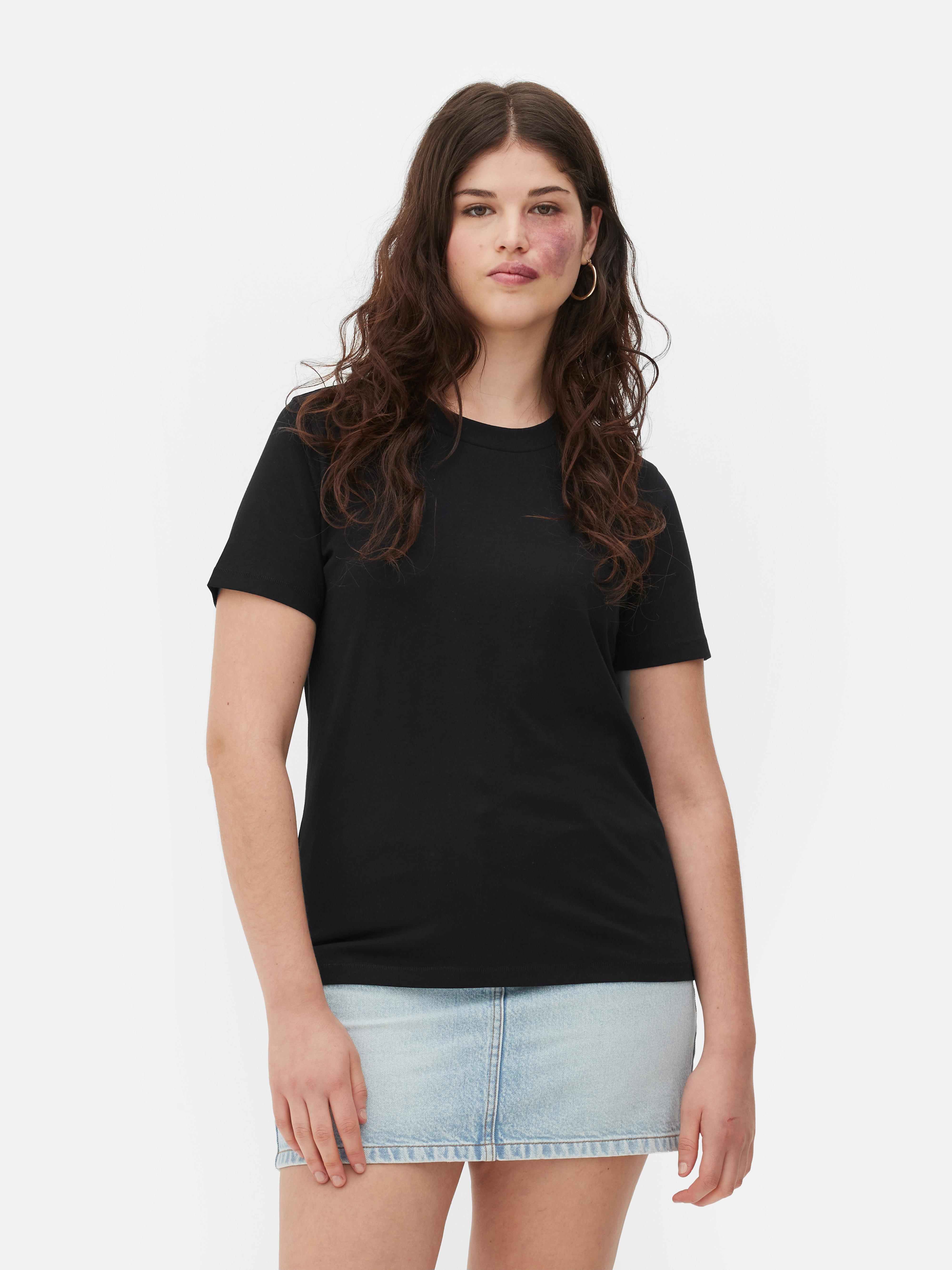 Womens Black Regular Fit Crew Neck T Shirt Primark