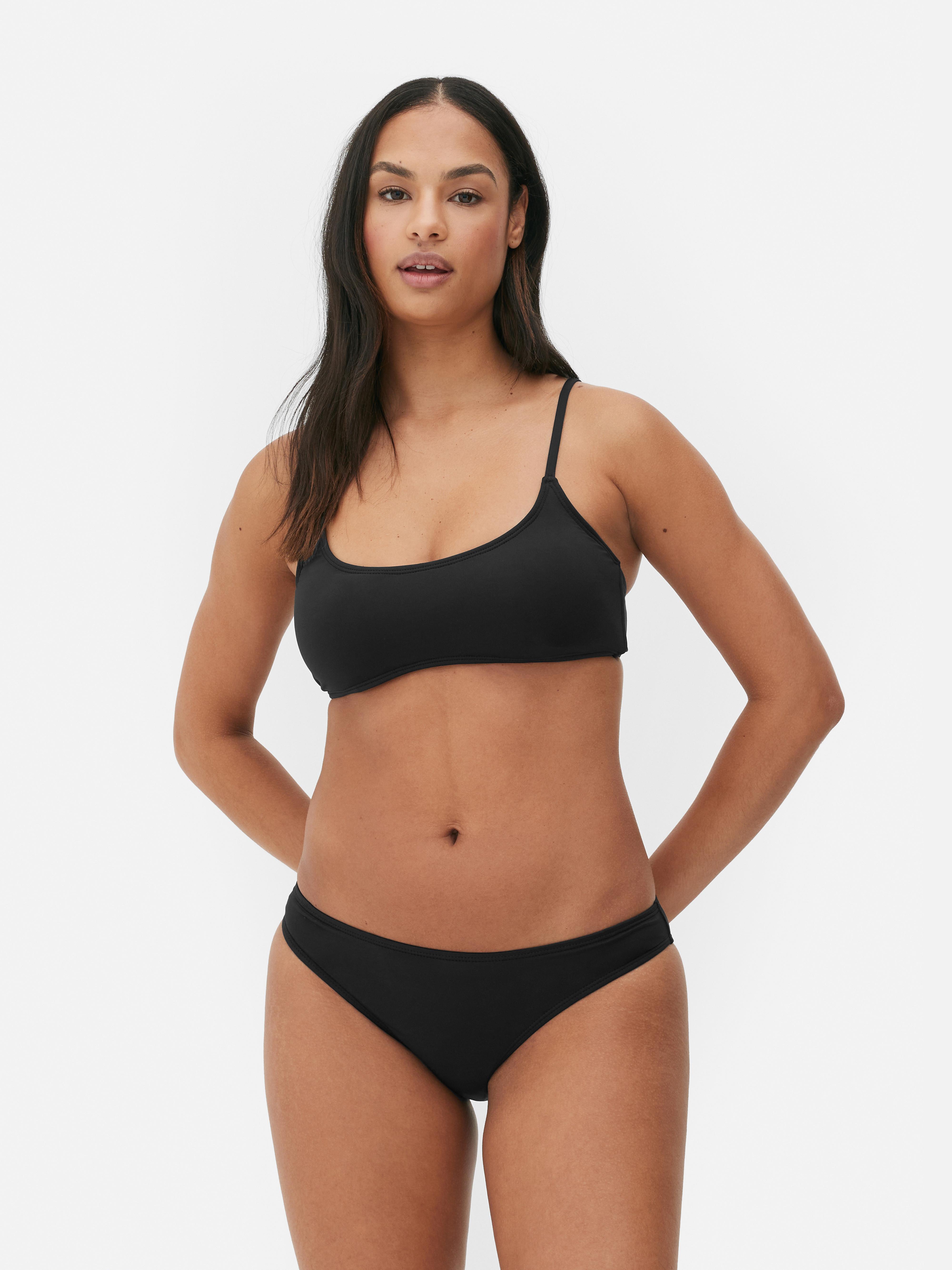 Womens Black Textured Bandeau Bikini