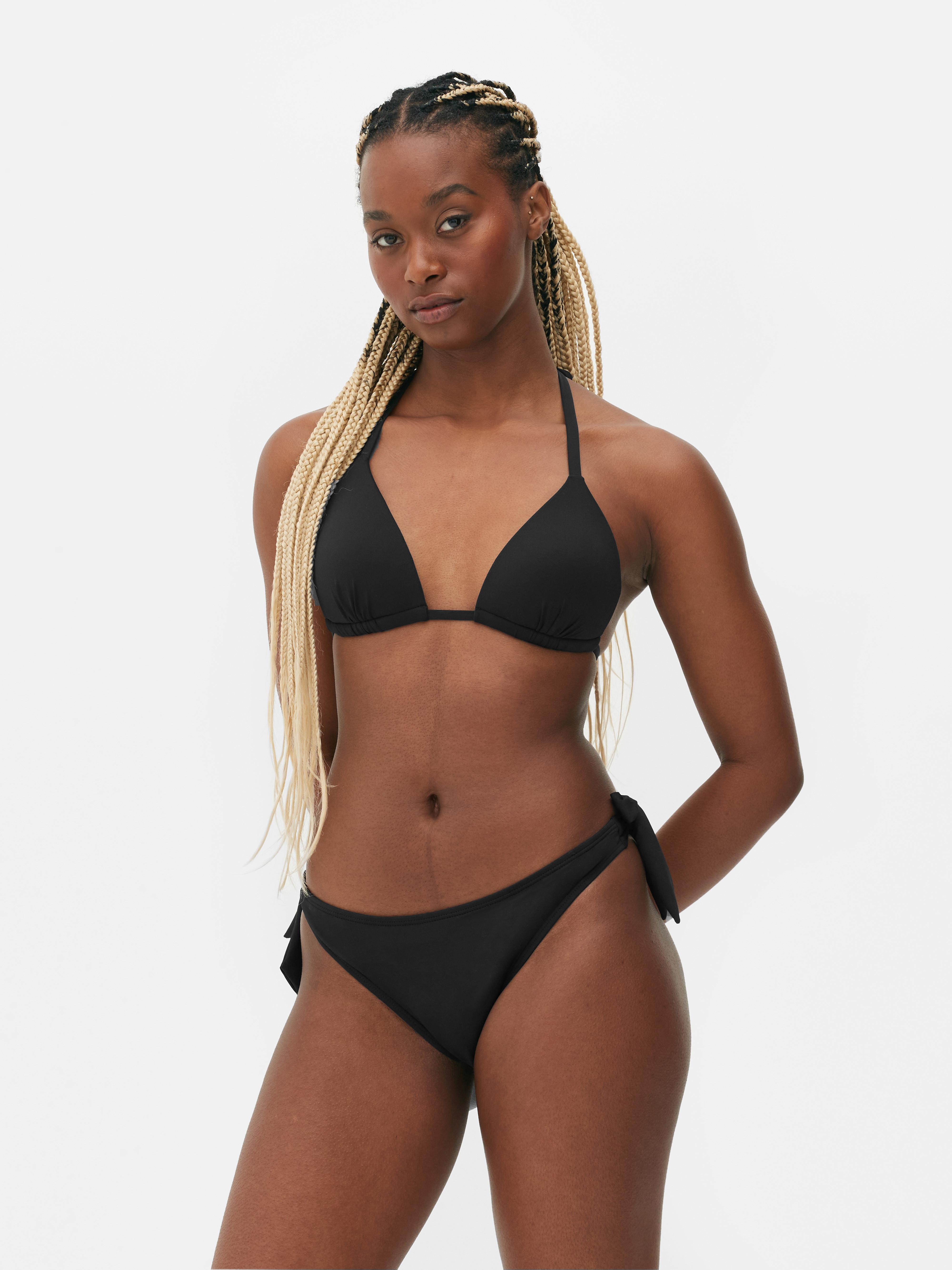 Womens Black Cami Bralette and Brief Bikini Set