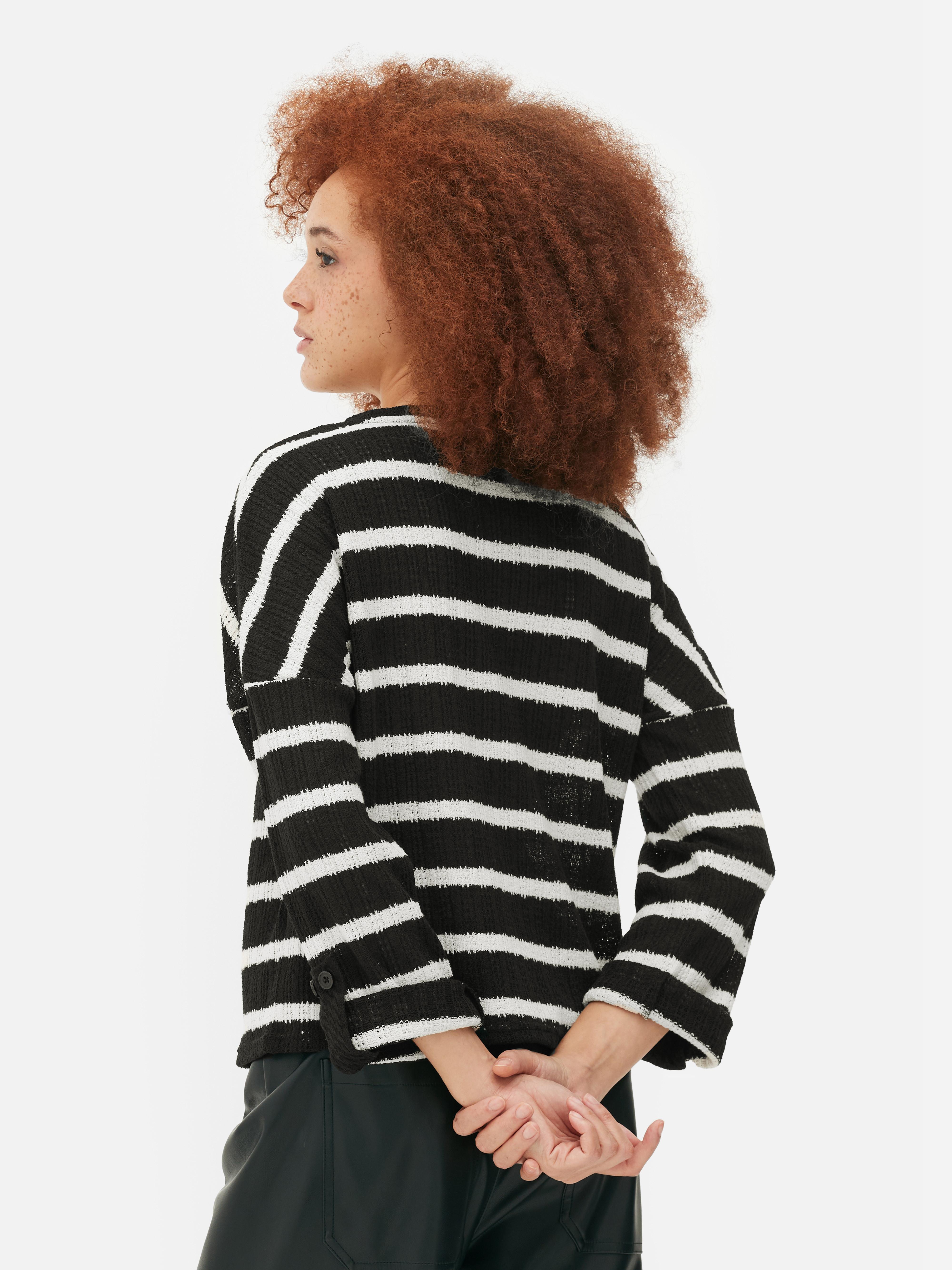 Textured button cuff on sale sweater