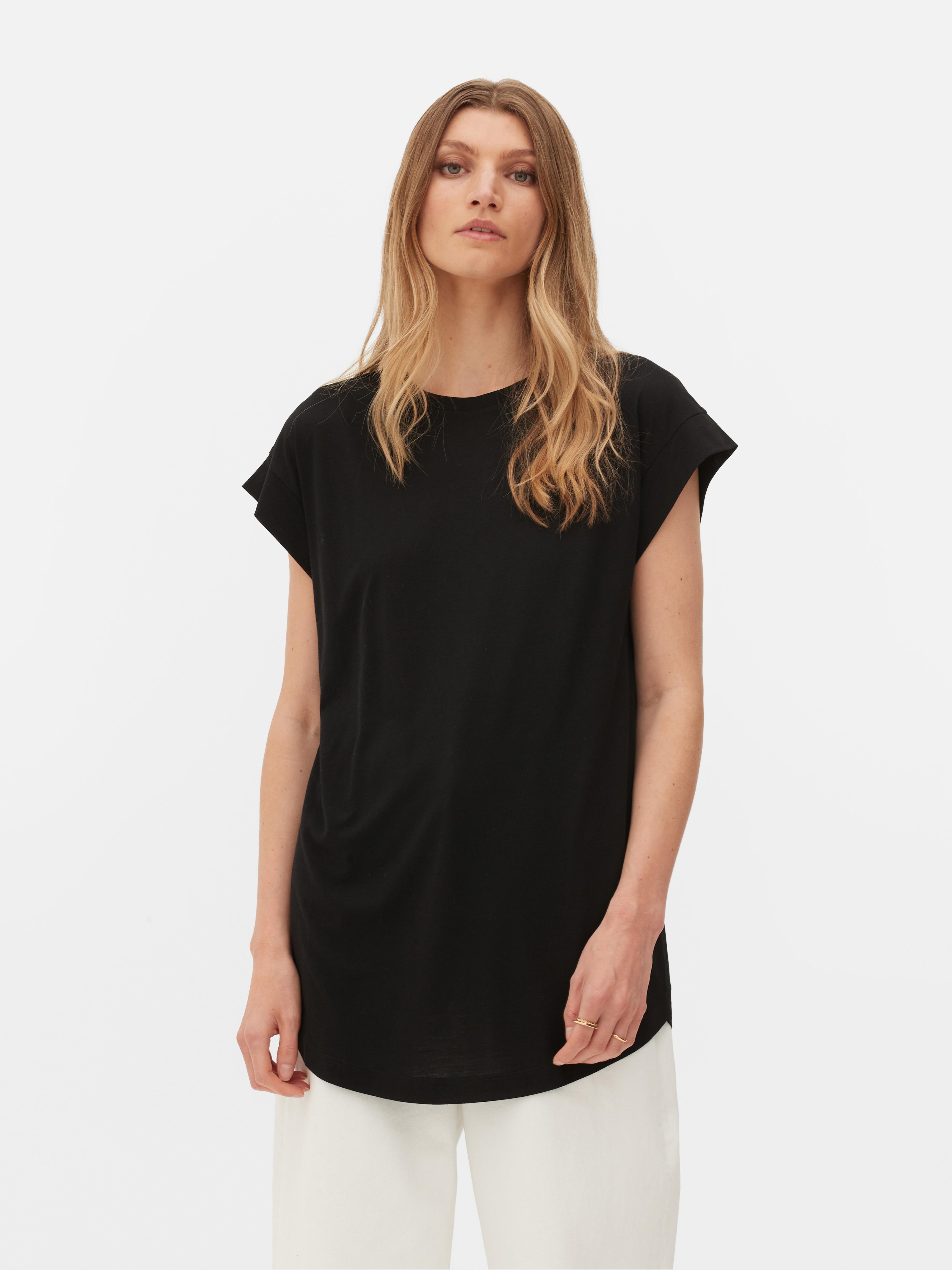 Camiseta larga basica Negro Mujer Primark