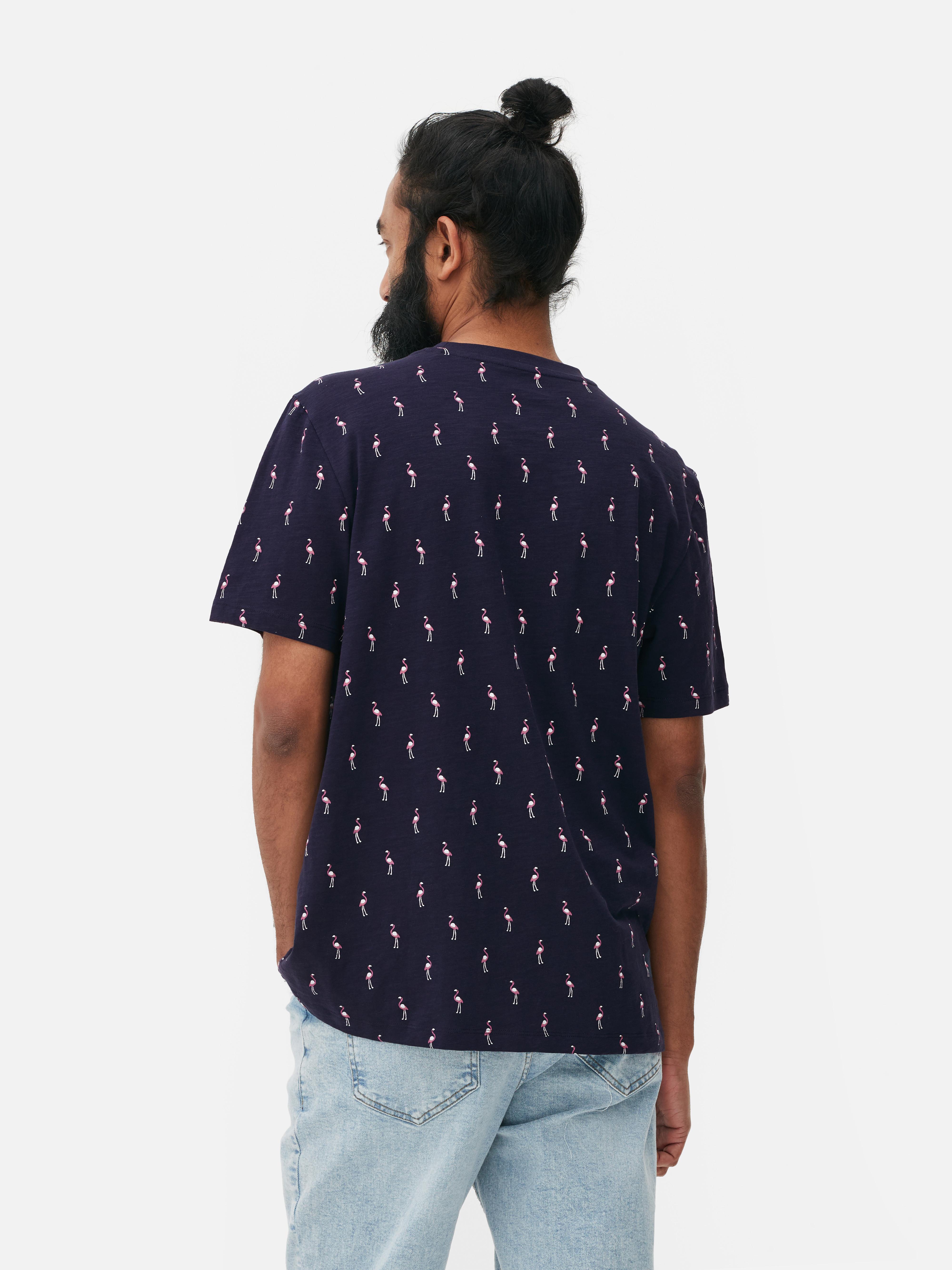 Men's Navy Flamingo Print T-Shirt | Primark