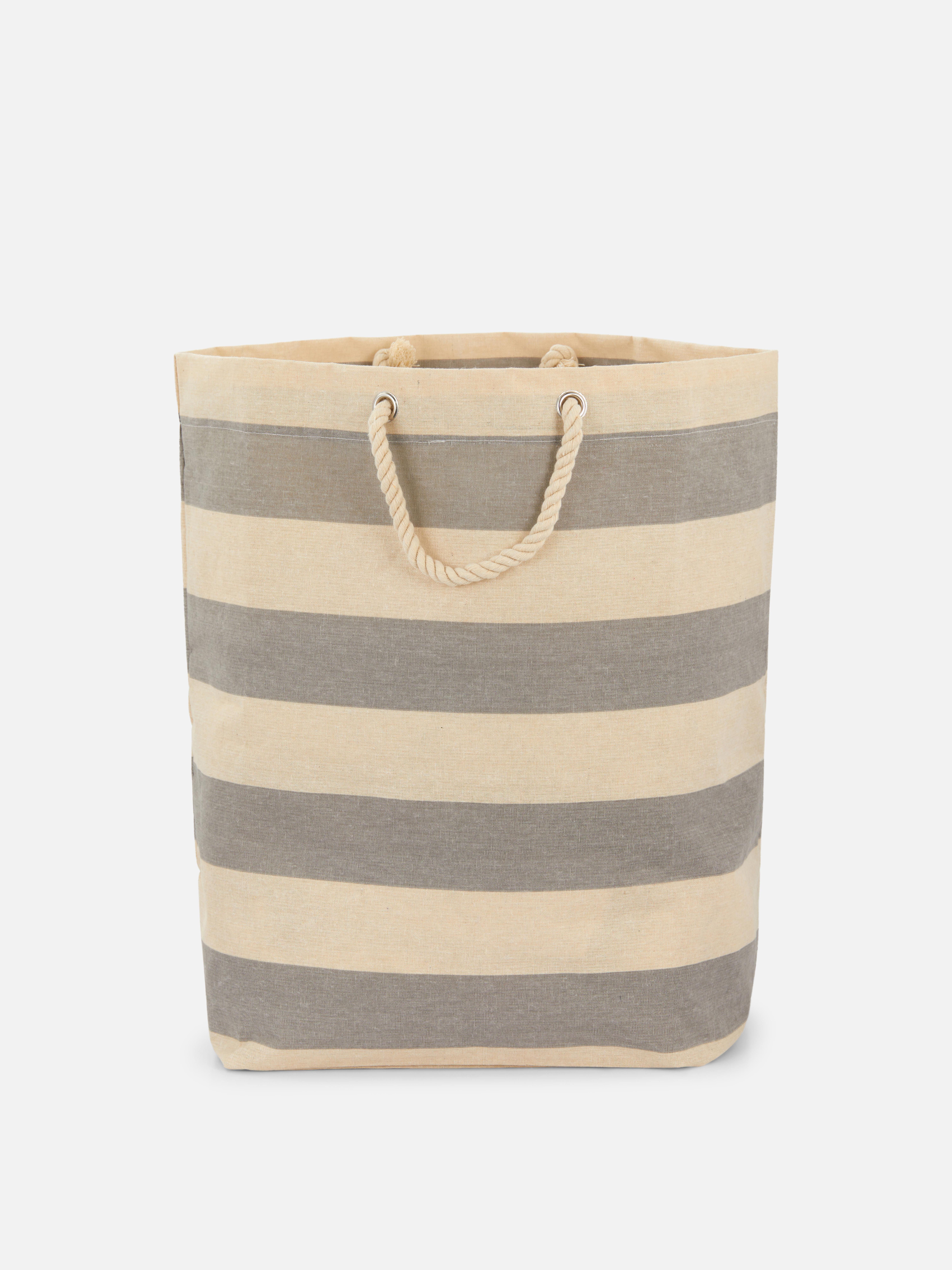 Canvas Striped Laundry Basket