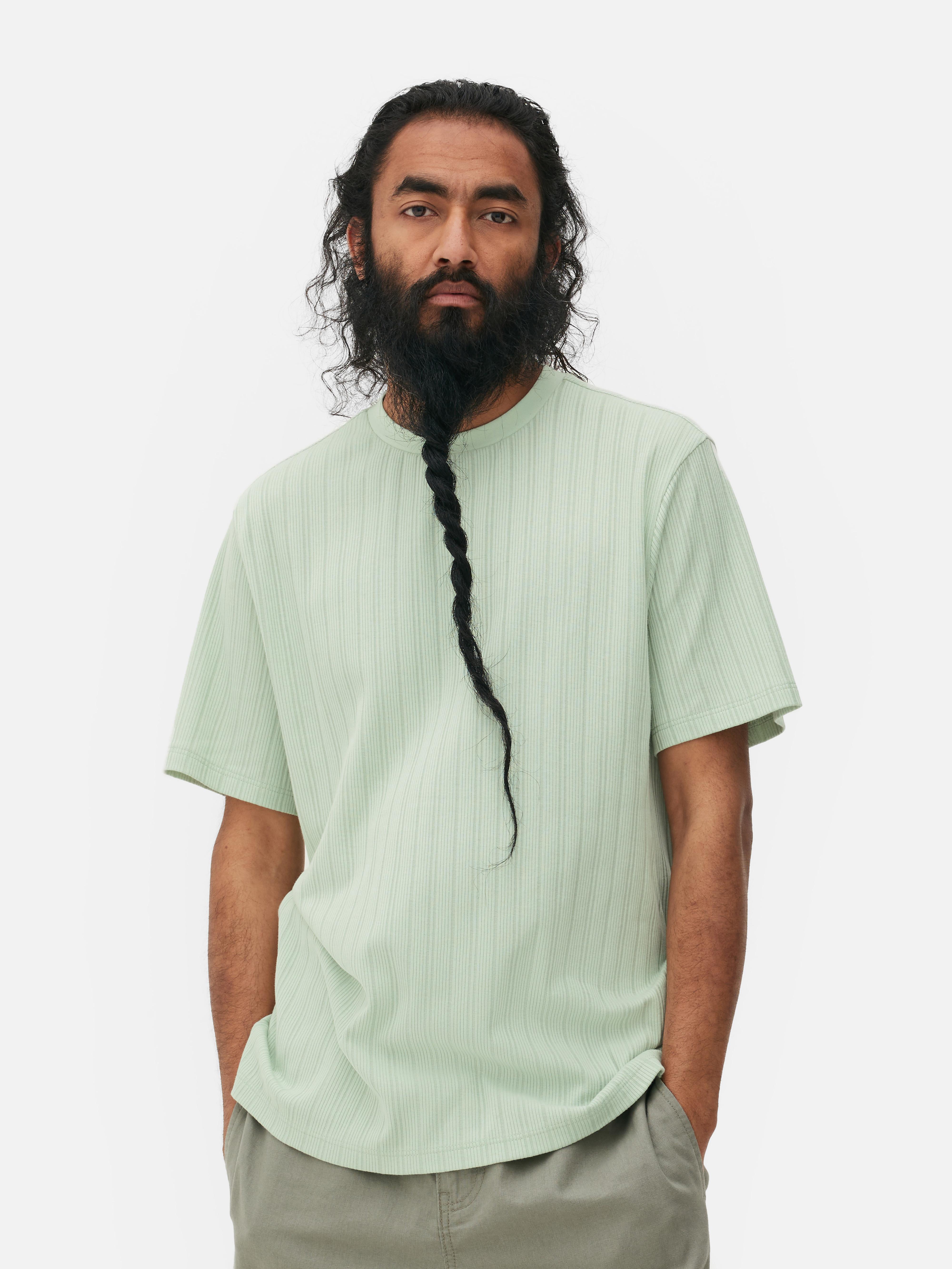Geripptes T-Shirt mit Rundhalsausschnitt - Mintgrün - Herren | Primark