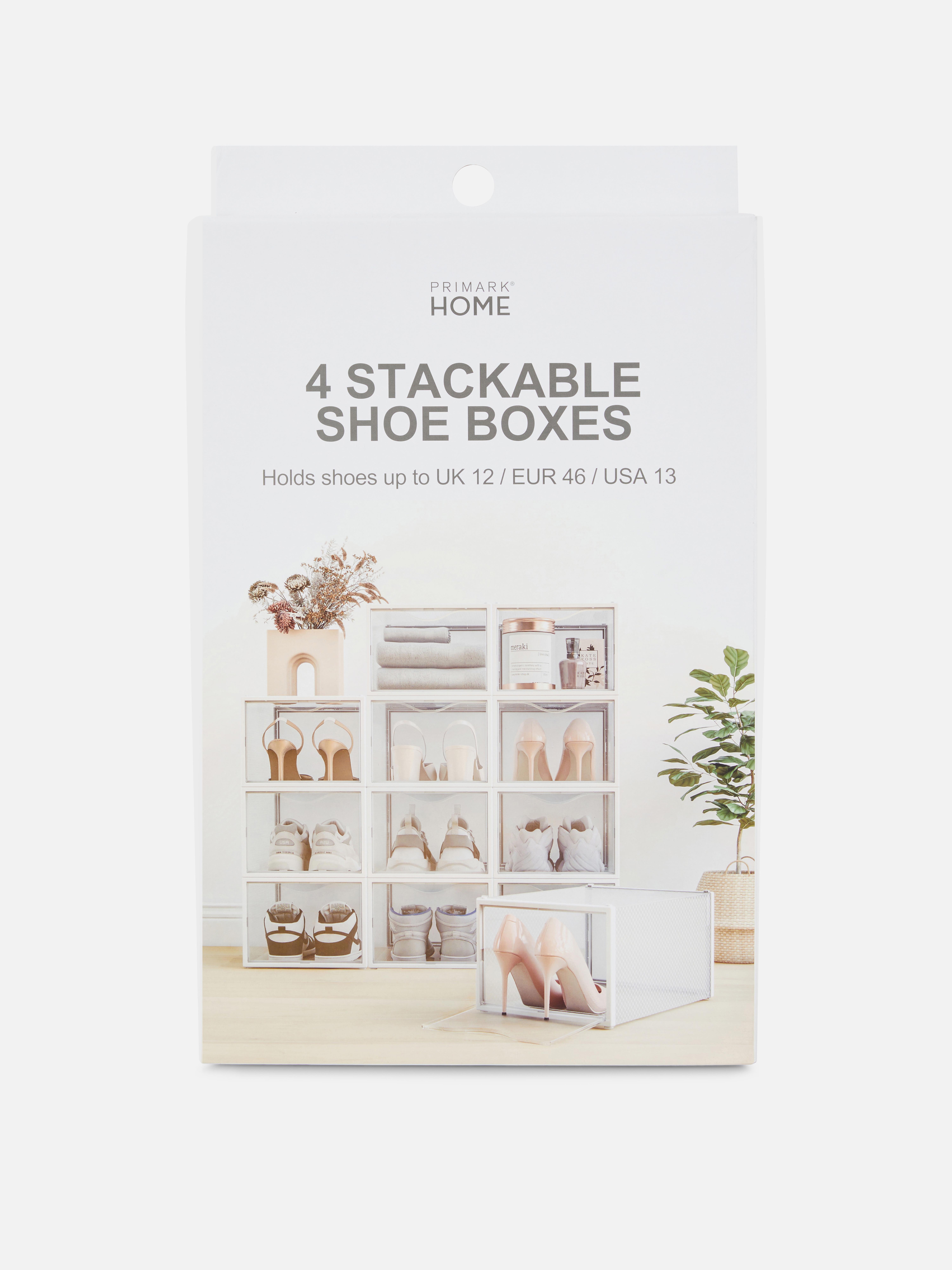 Pack de 4 cajas para zapatos apilables