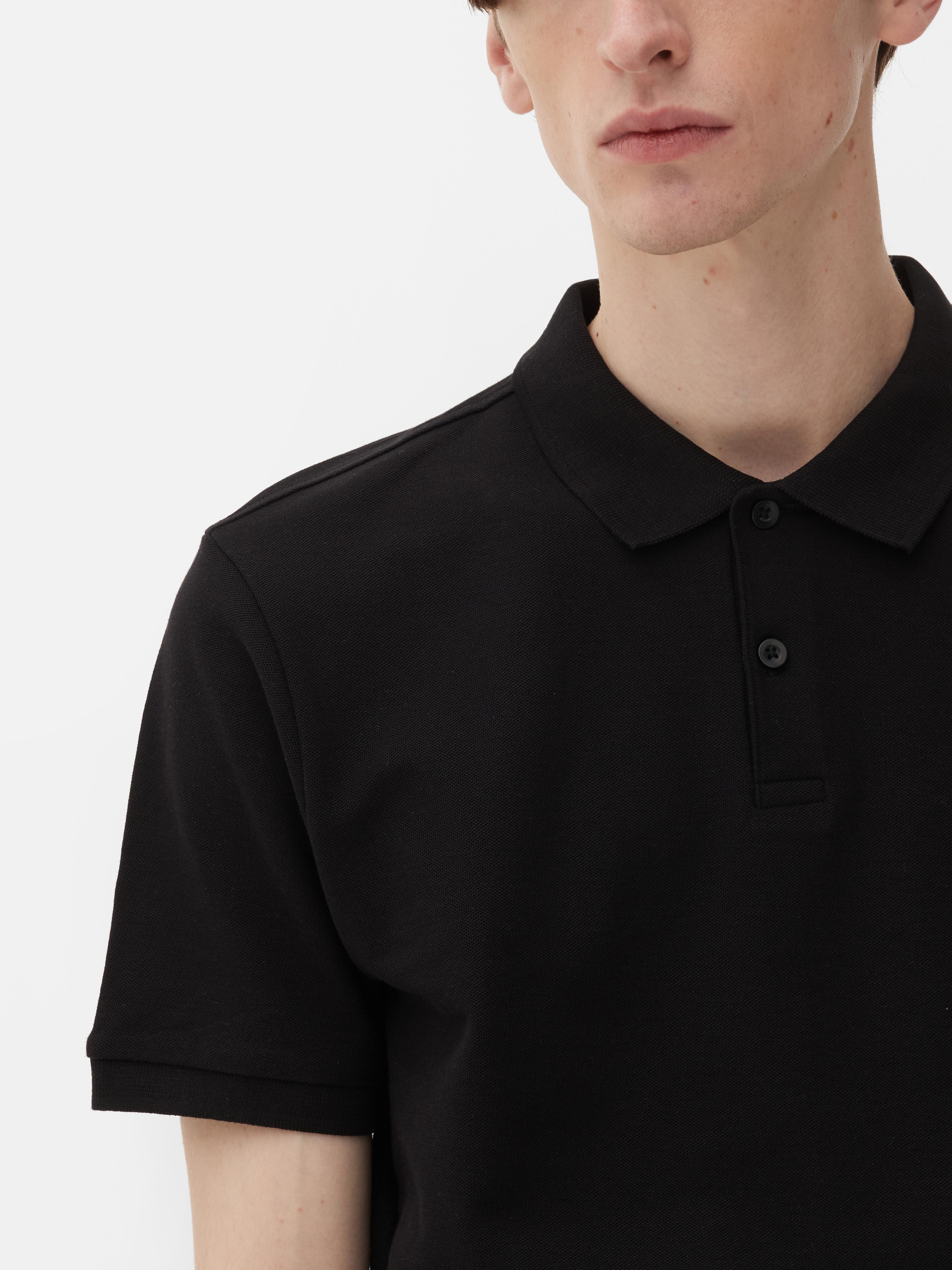 Mens Black Pique Short Sleeve Polo Shirt | Primark