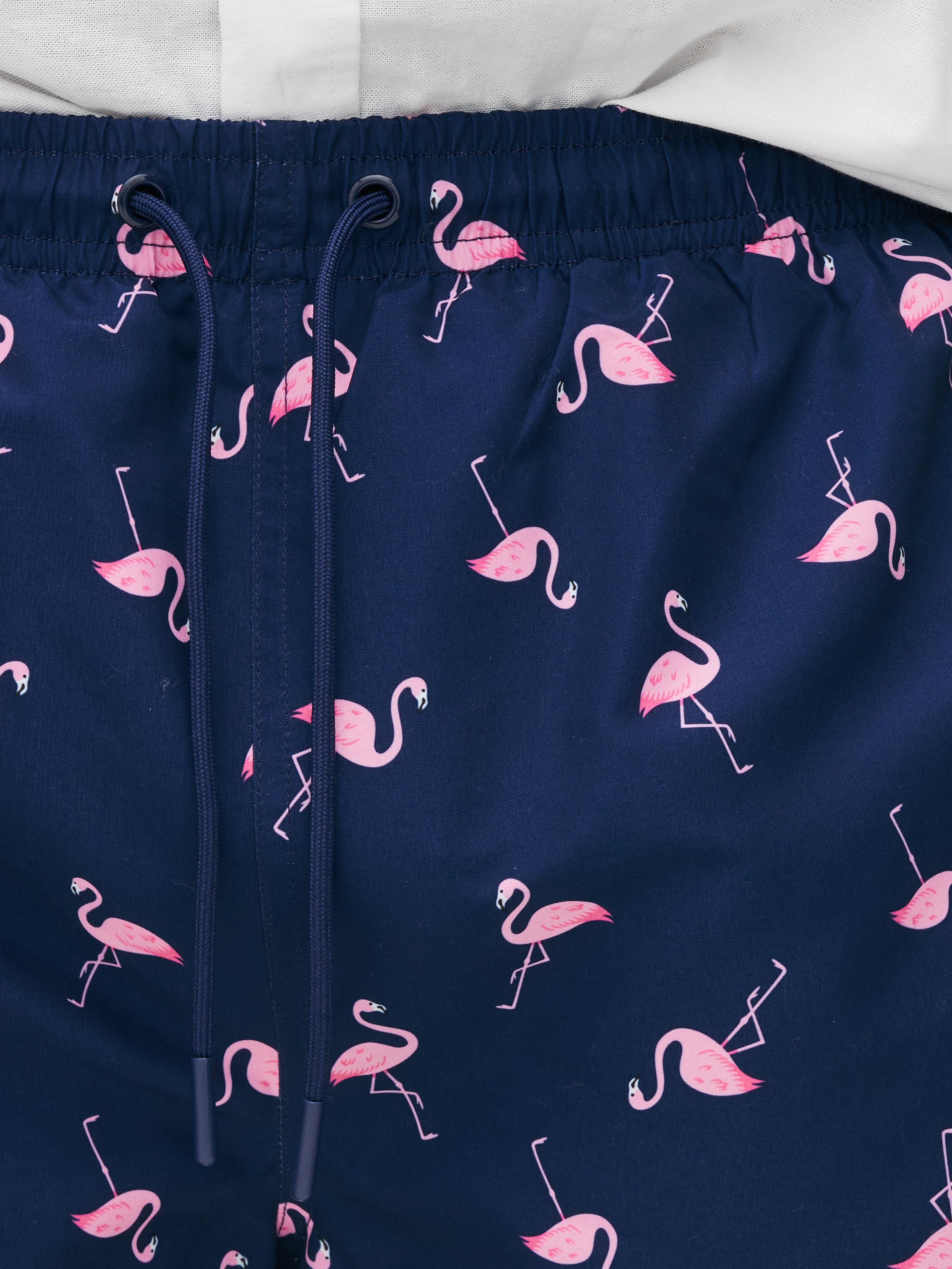 Men's Navy Flamingo Print Swim Shorts | Primark