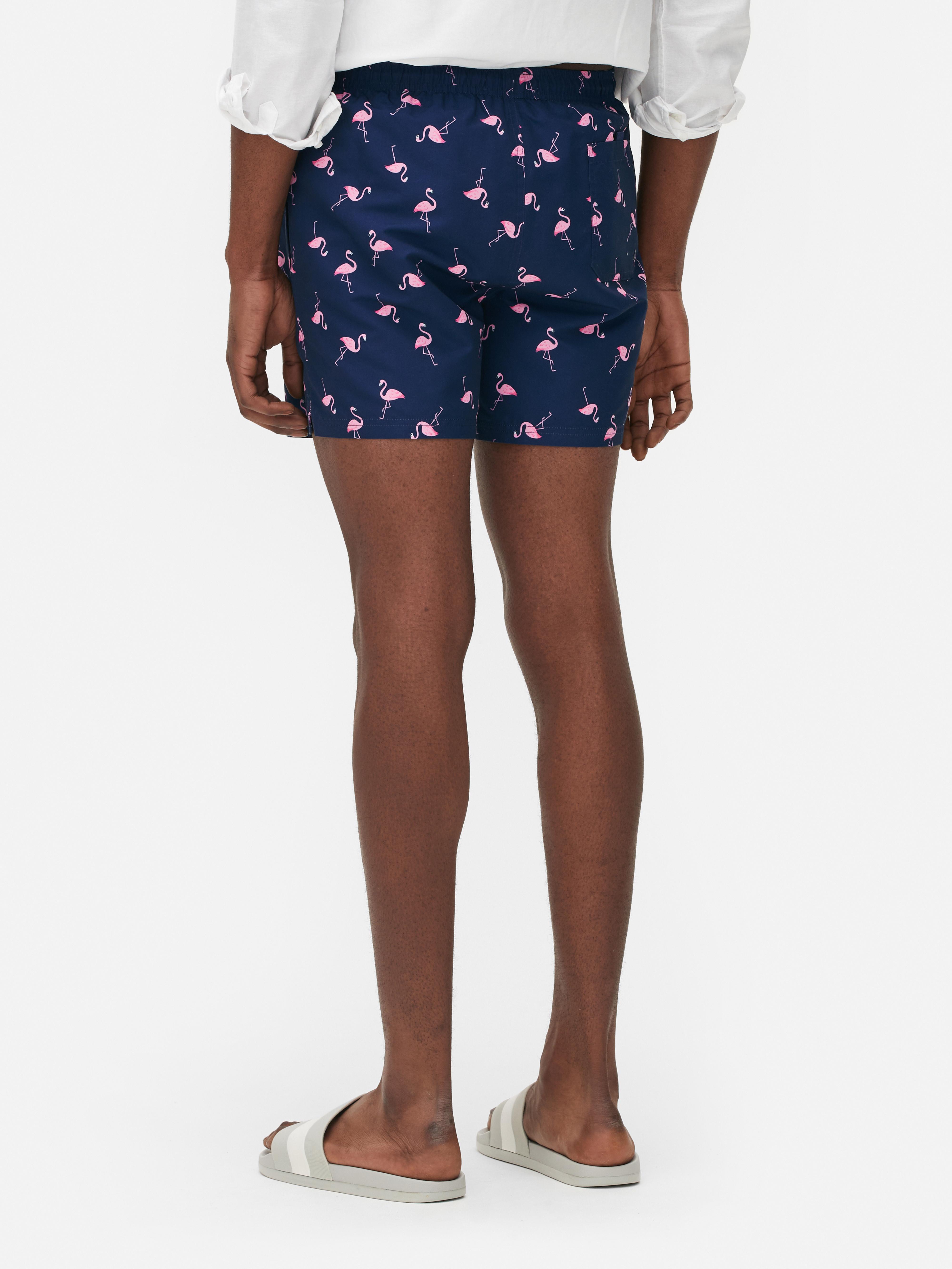 Short de discount bain flamant rose