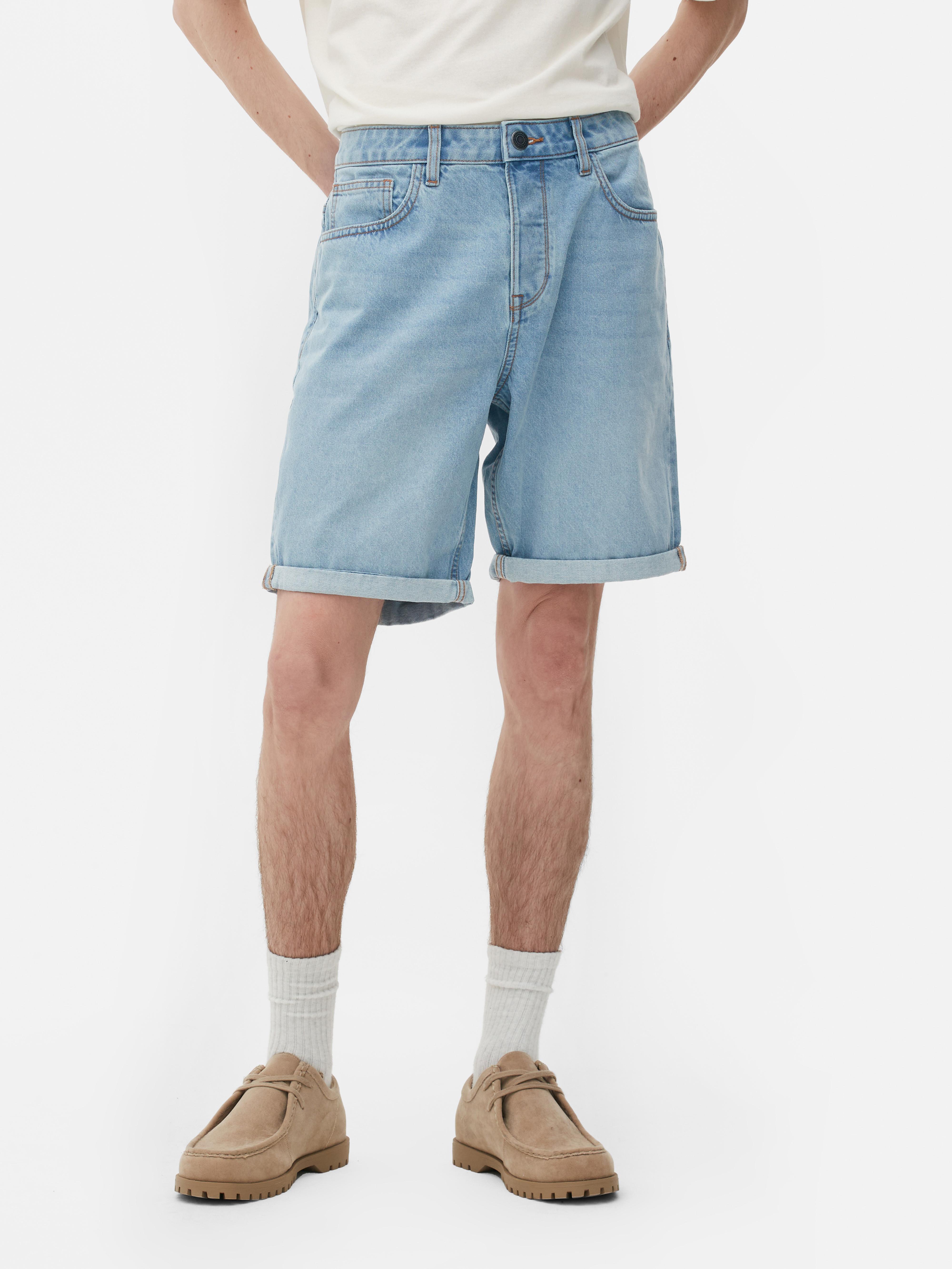 Men's Light Blue Straight Denim Shorts | Primark
