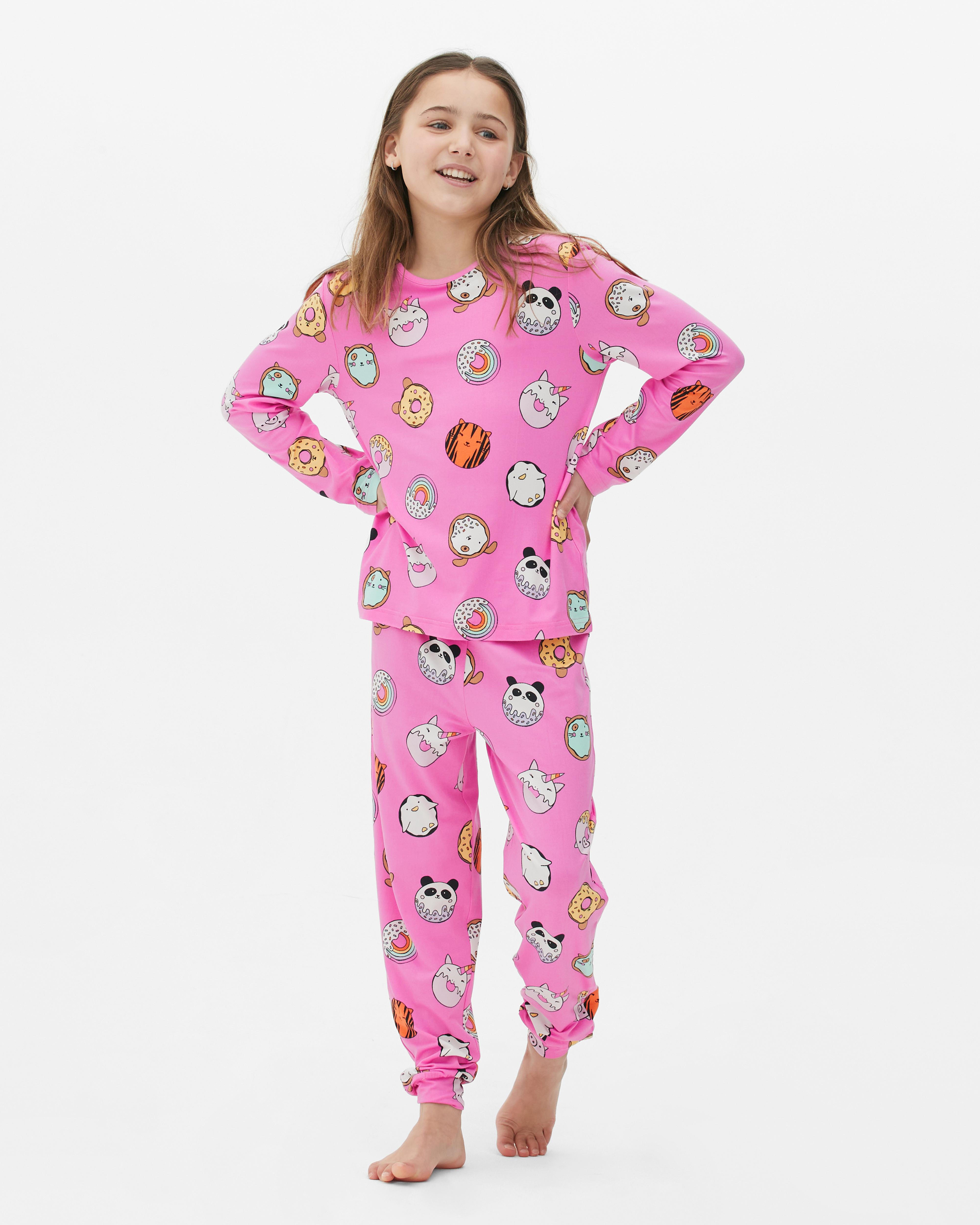 Donut Print Long Sleeve Pajamas