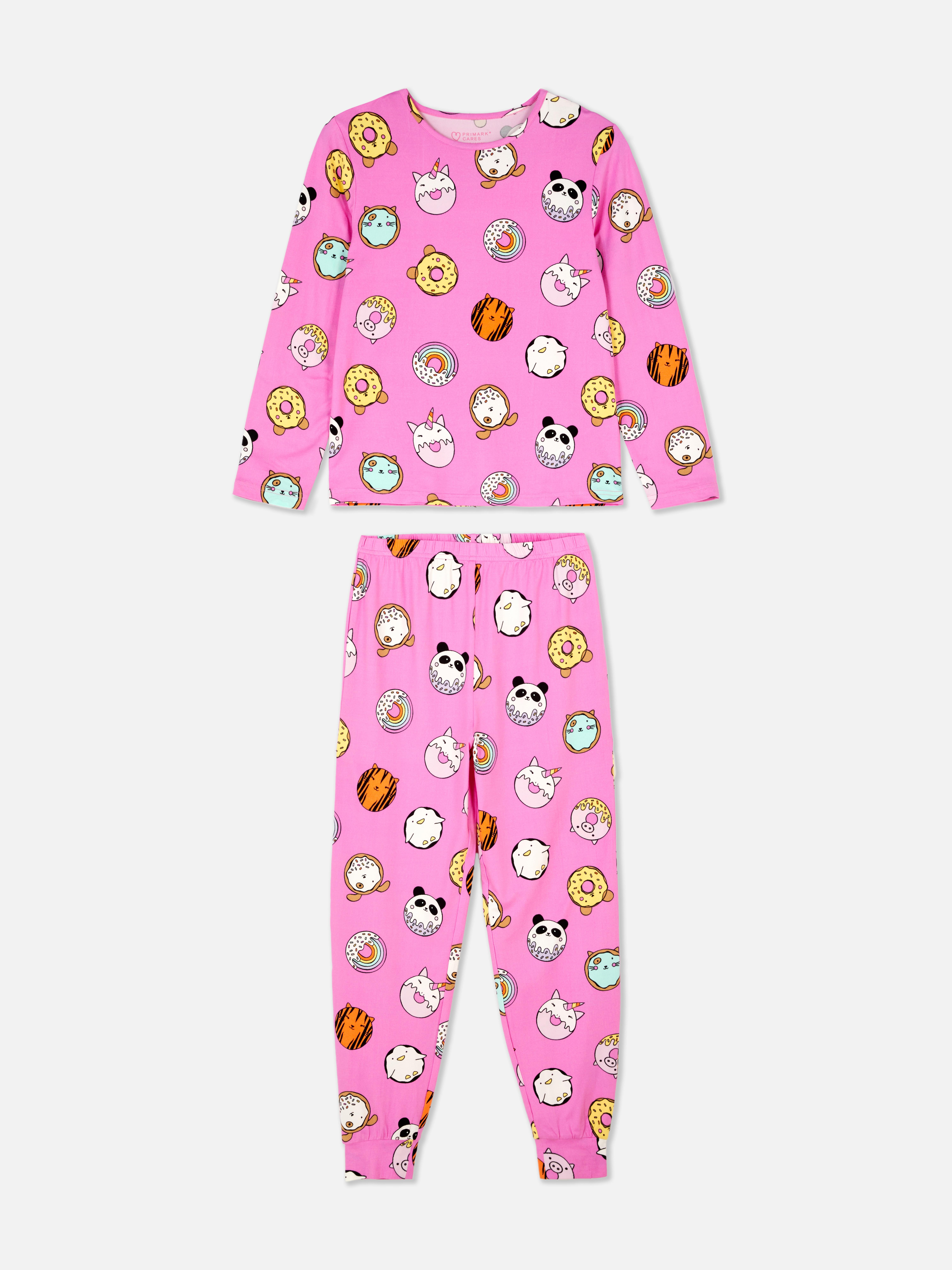 Donut Print Long Sleeve Pajamas