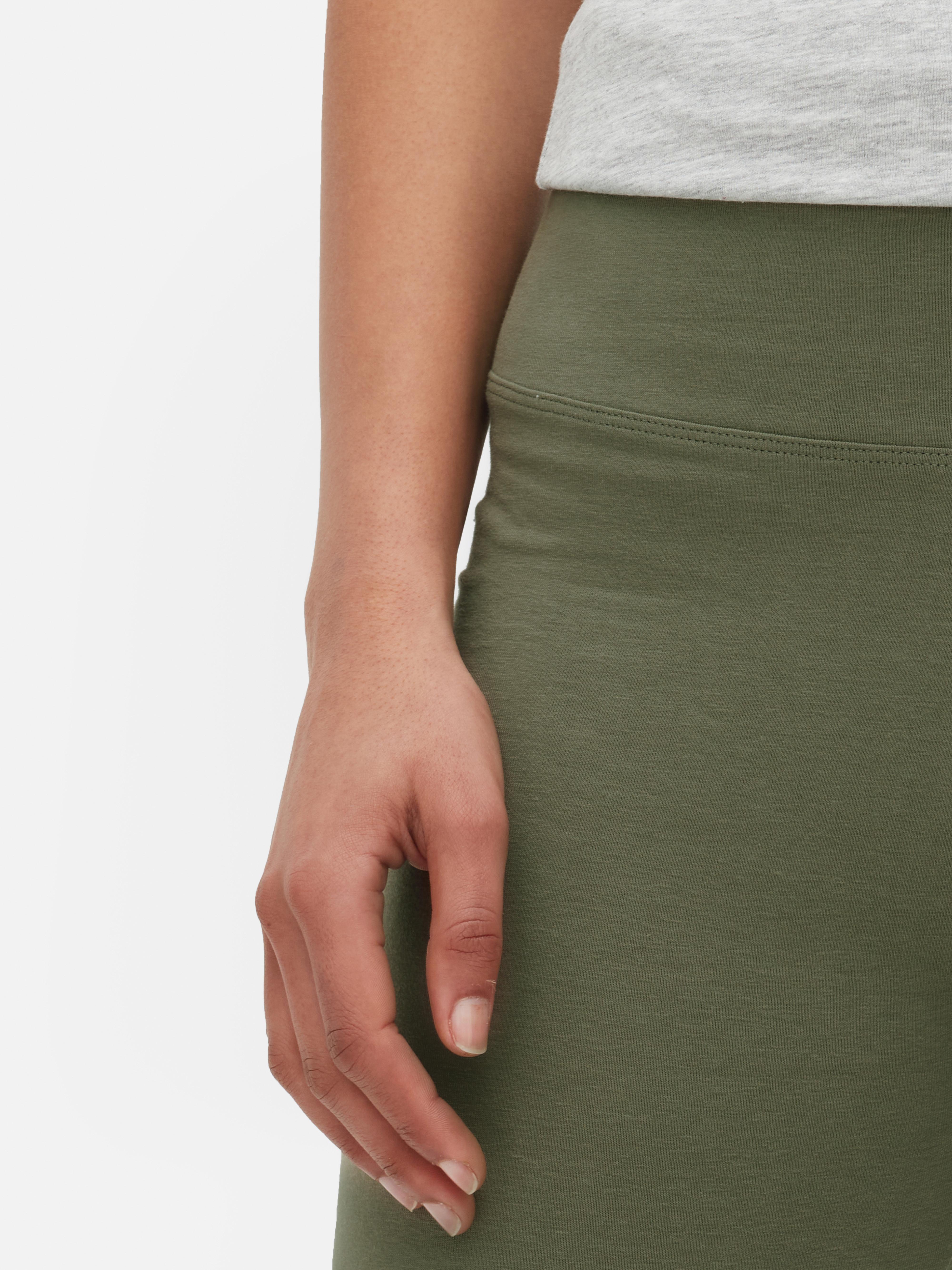 Womens Khaki HighWaisted Capri Cropped Leggings Primark