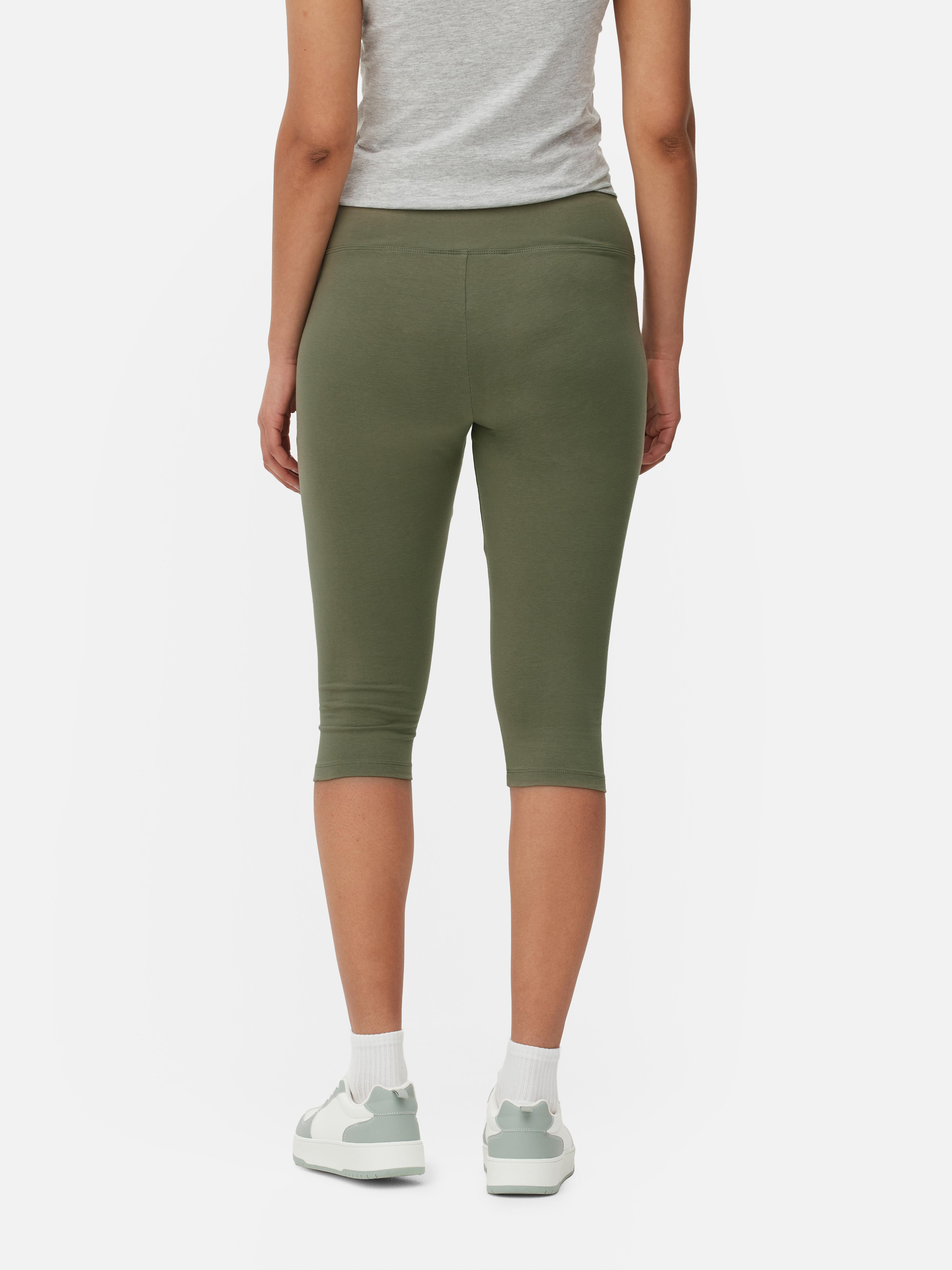 Womens Khaki HighWaisted Capri Cropped Leggings Primark