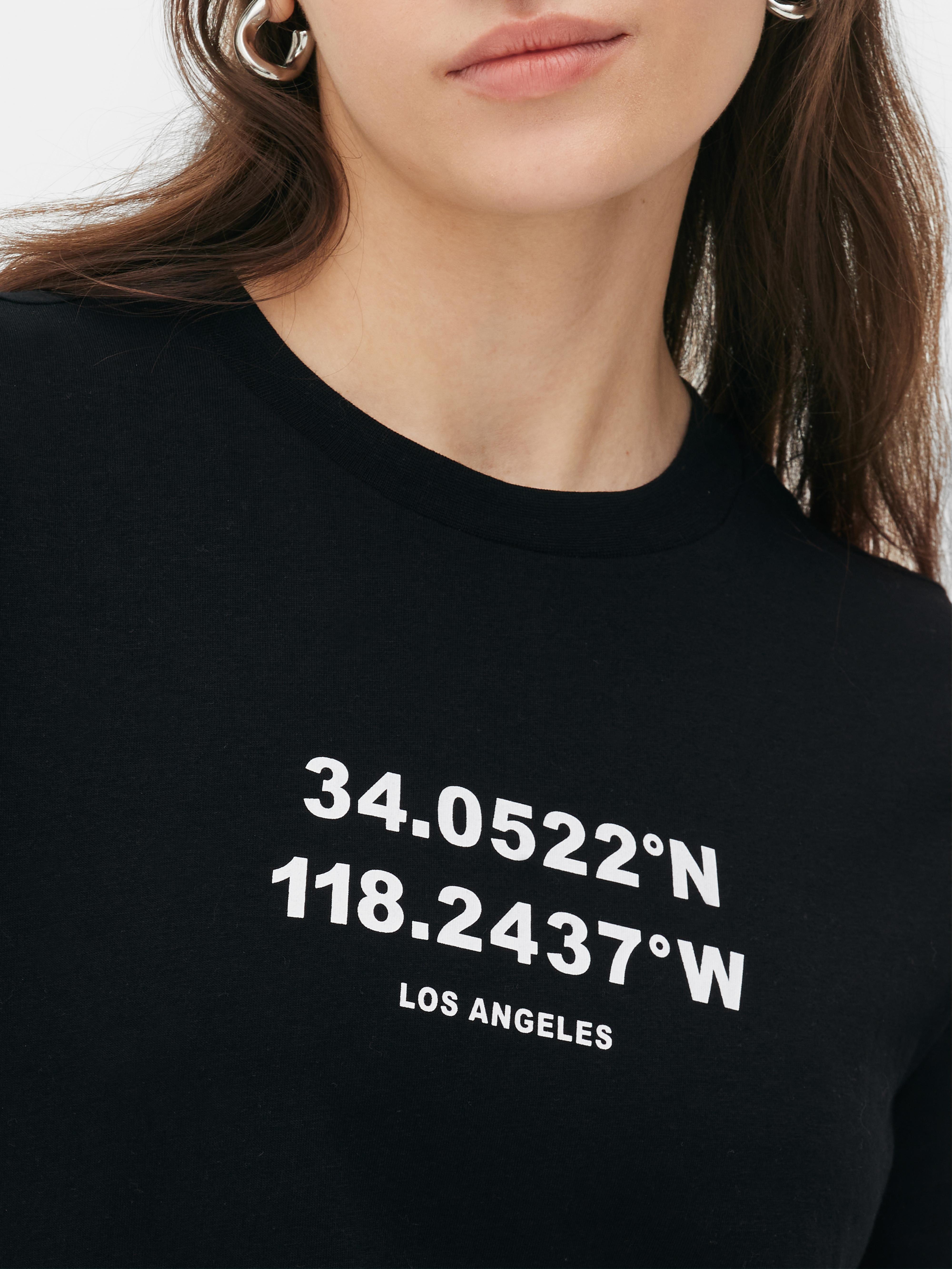 T shirt imprimé en coton peigné noir